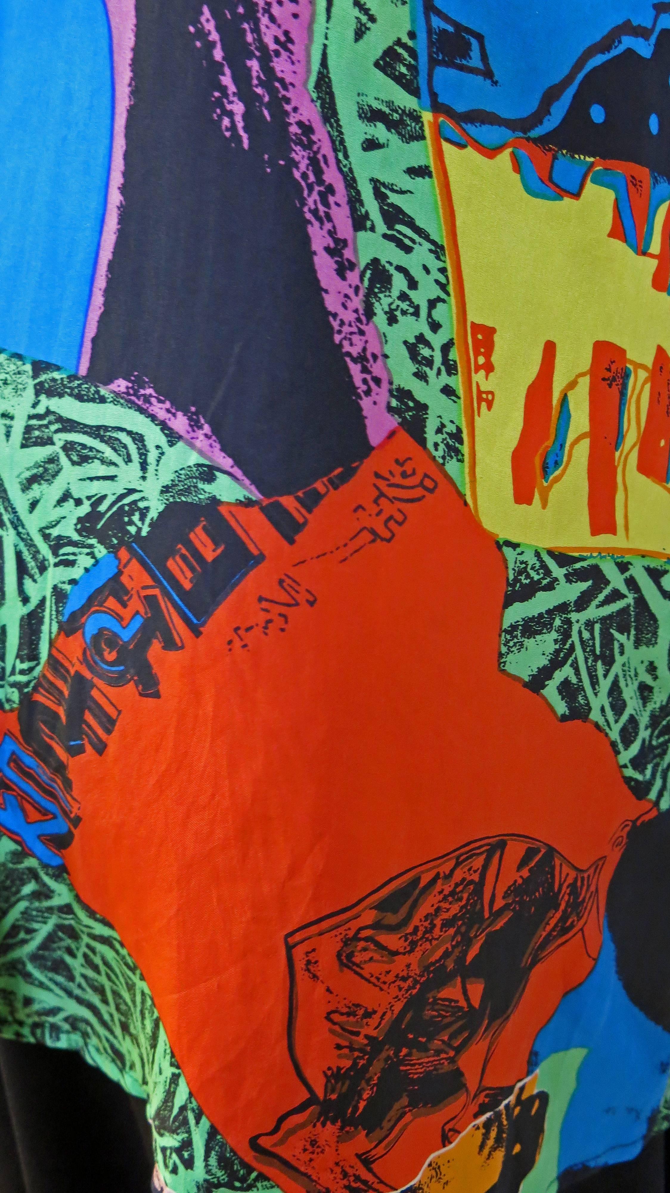 Louis Feraud abstract Warhol print Silk Top, 1980s  2