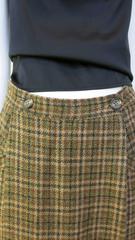 1980s Calvin Klein Brown Plaid Wool Wrap Skirt