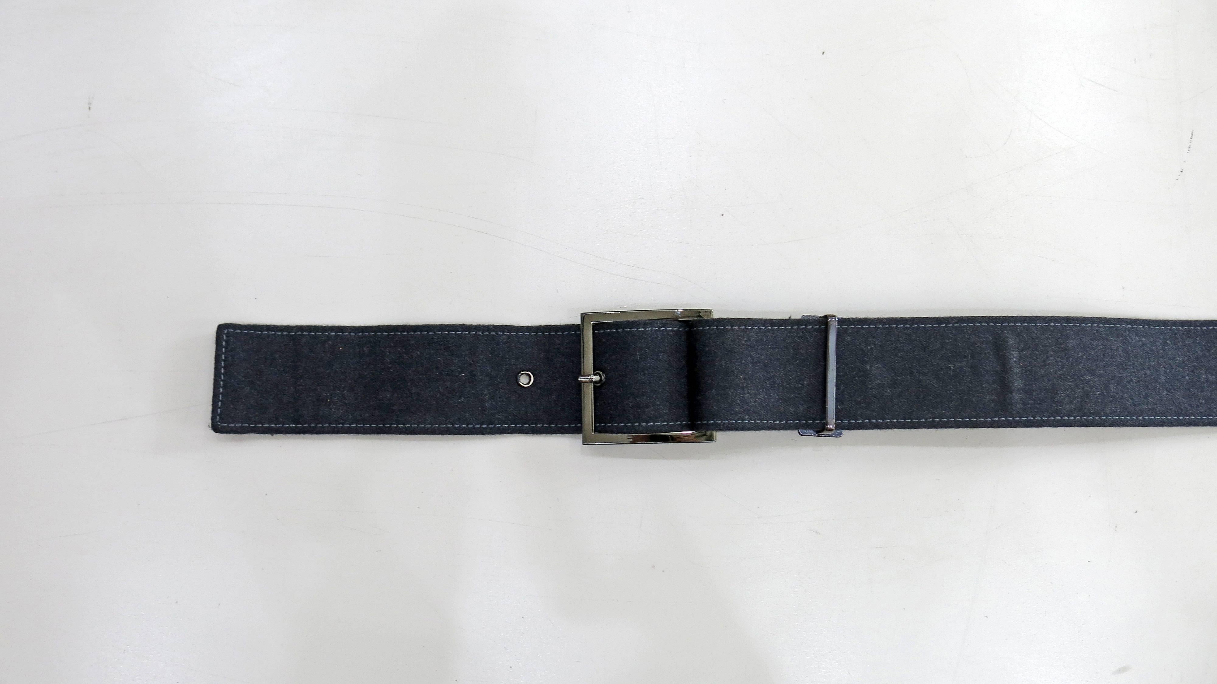 Oscar de la Renta Wool and Leather Belt In Excellent Condition For Sale In Brooklyn, NY