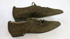 1980s Perry Ellis Tie Suede Flat 9.5