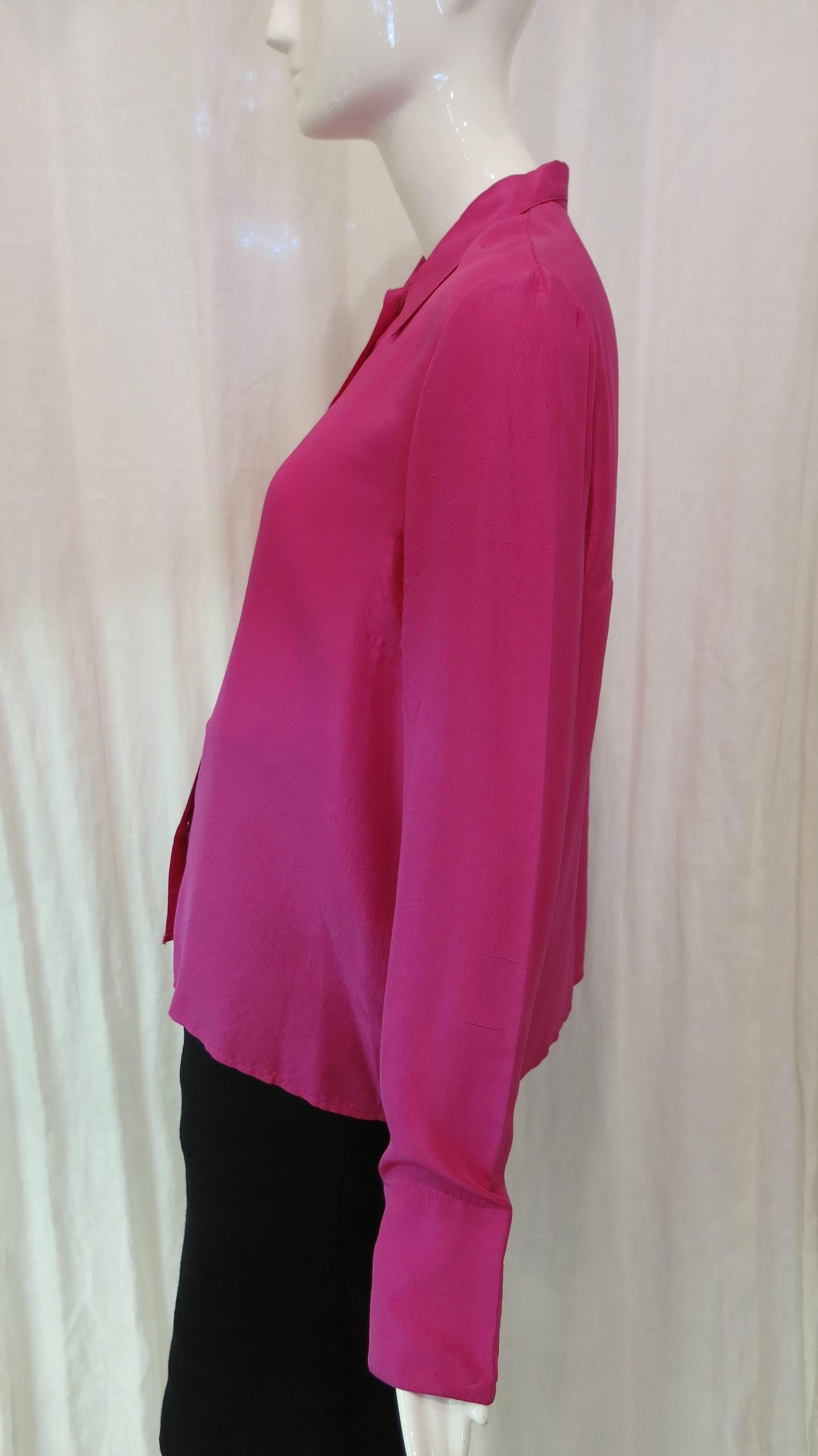 Patrick Kelly Pink Silk Shirt, 1980s  In Good Condition For Sale In Brooklyn, NY