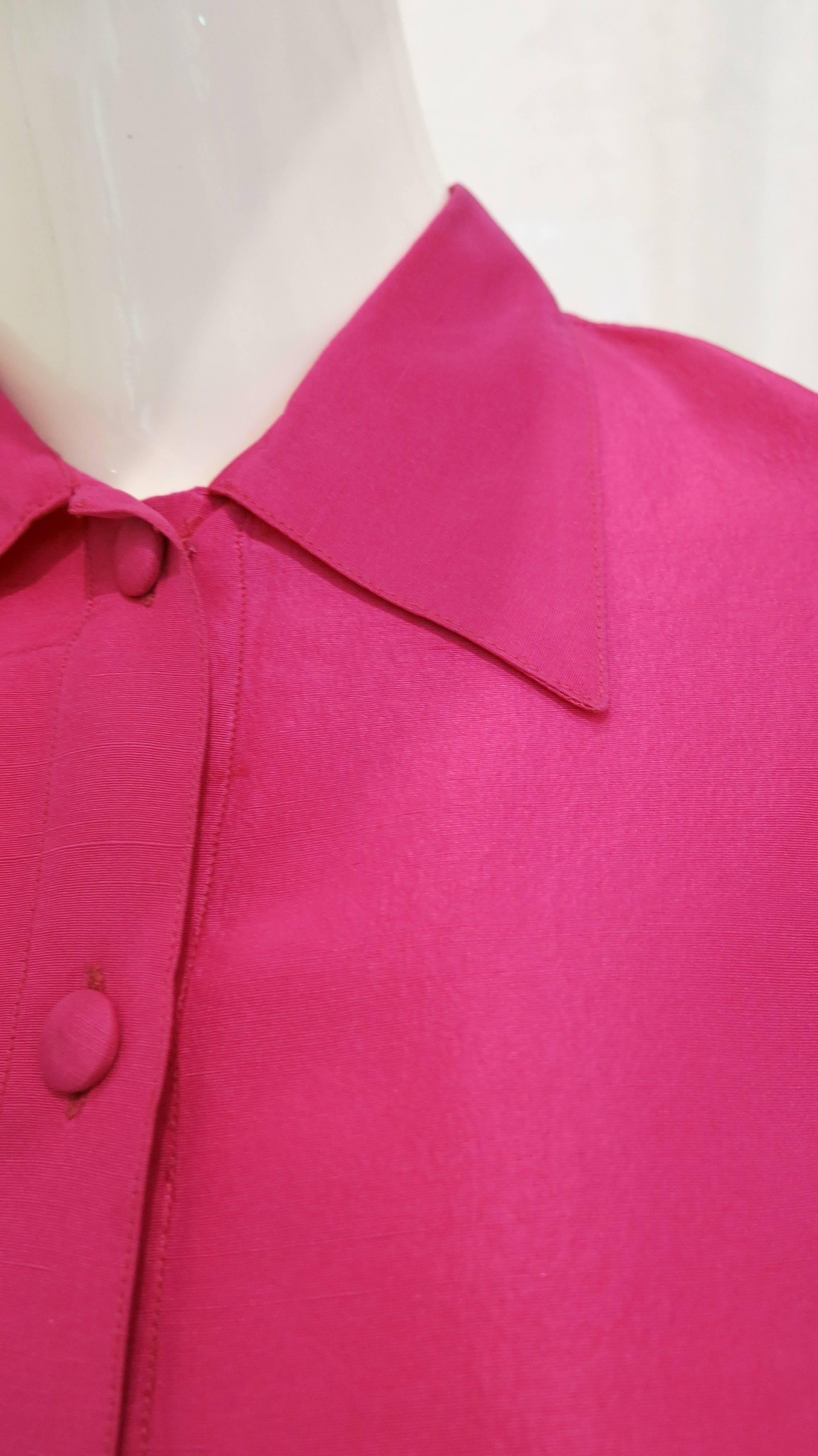 Patrick Kelly Pink Silk Shirt, 1980s  For Sale 1