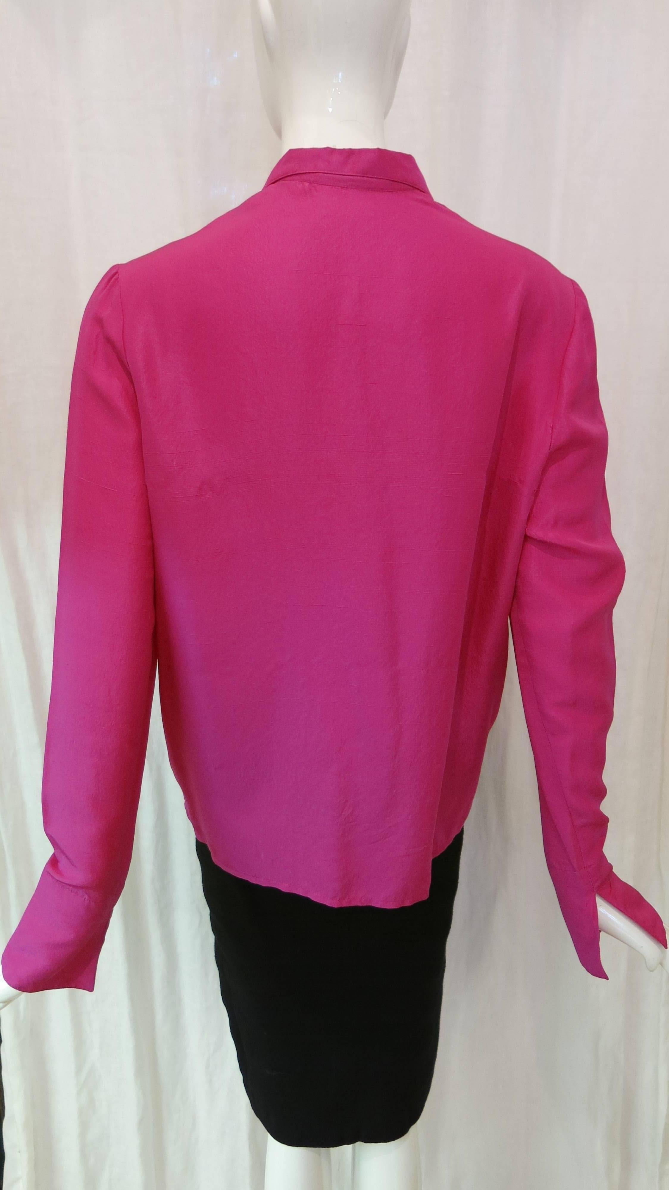 Patrick Kelly Pink Silk Shirt, 1980s  For Sale 2