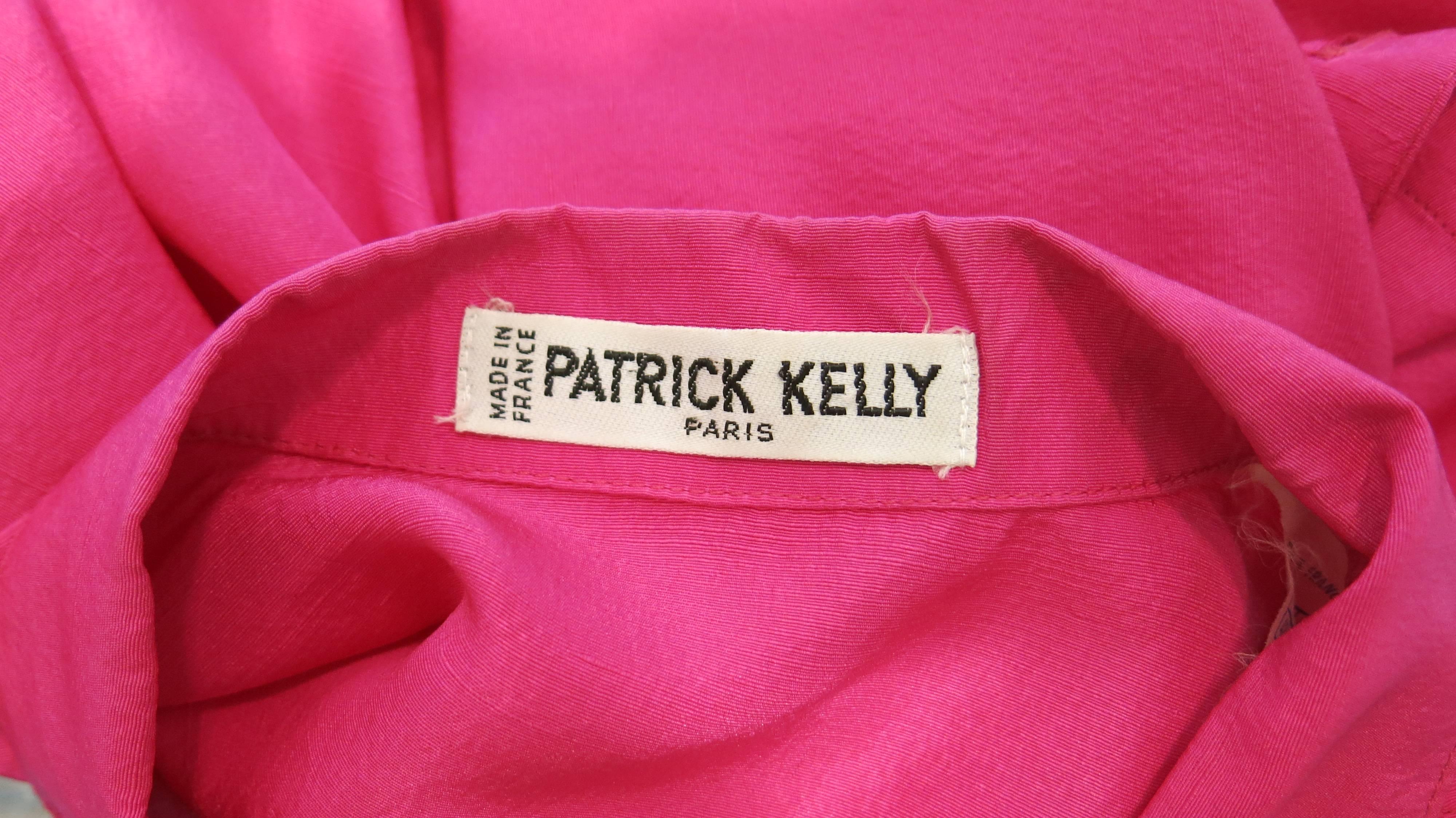 Patrick Kelly Pink Silk Shirt, 1980s  For Sale 4