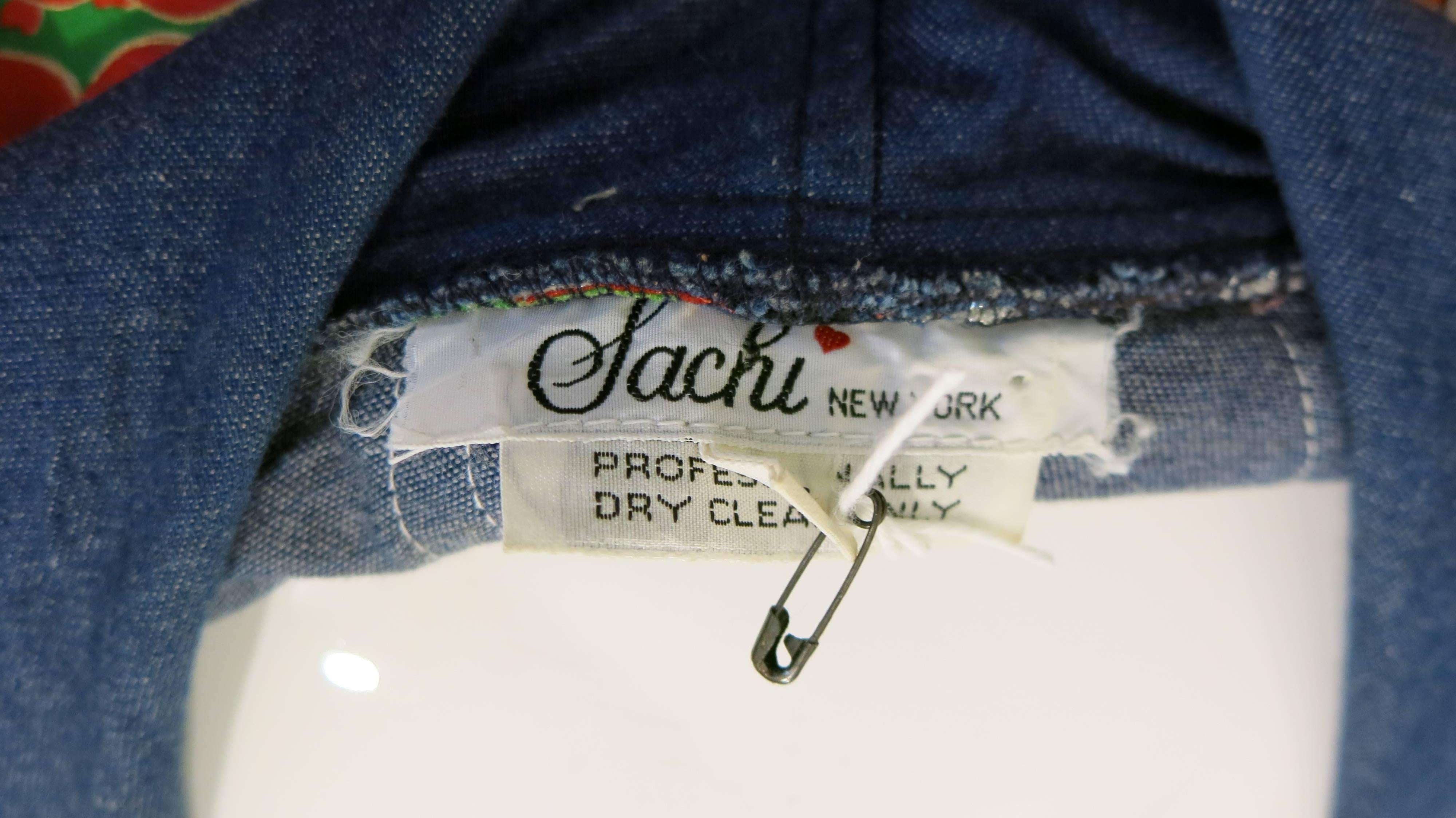 1990s Sachi Japanese Textile Denim Jacket For Sale 5