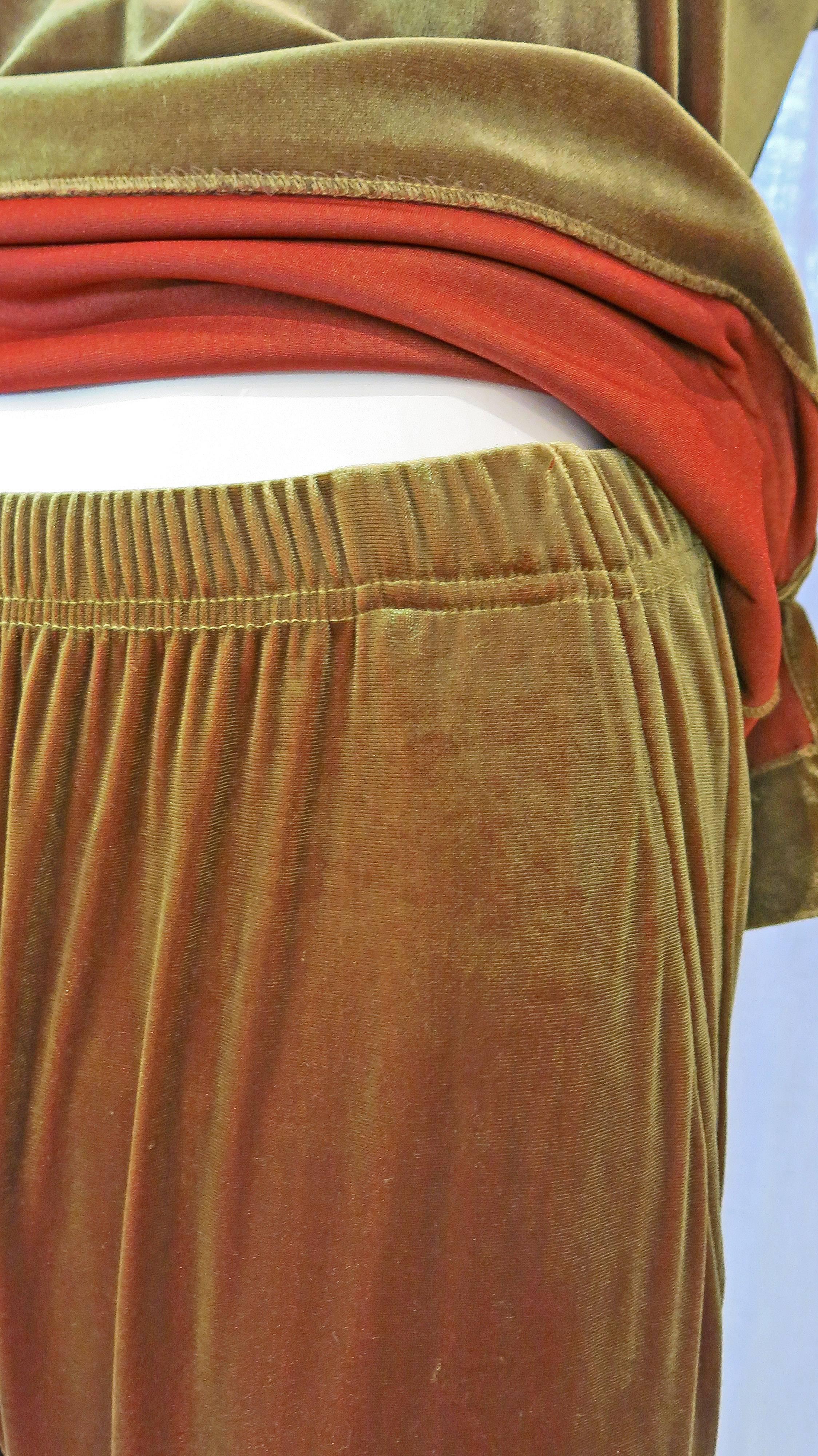 Women's or Men's Joan Vass Iridescent Velvet Top and Pants Set For Sale