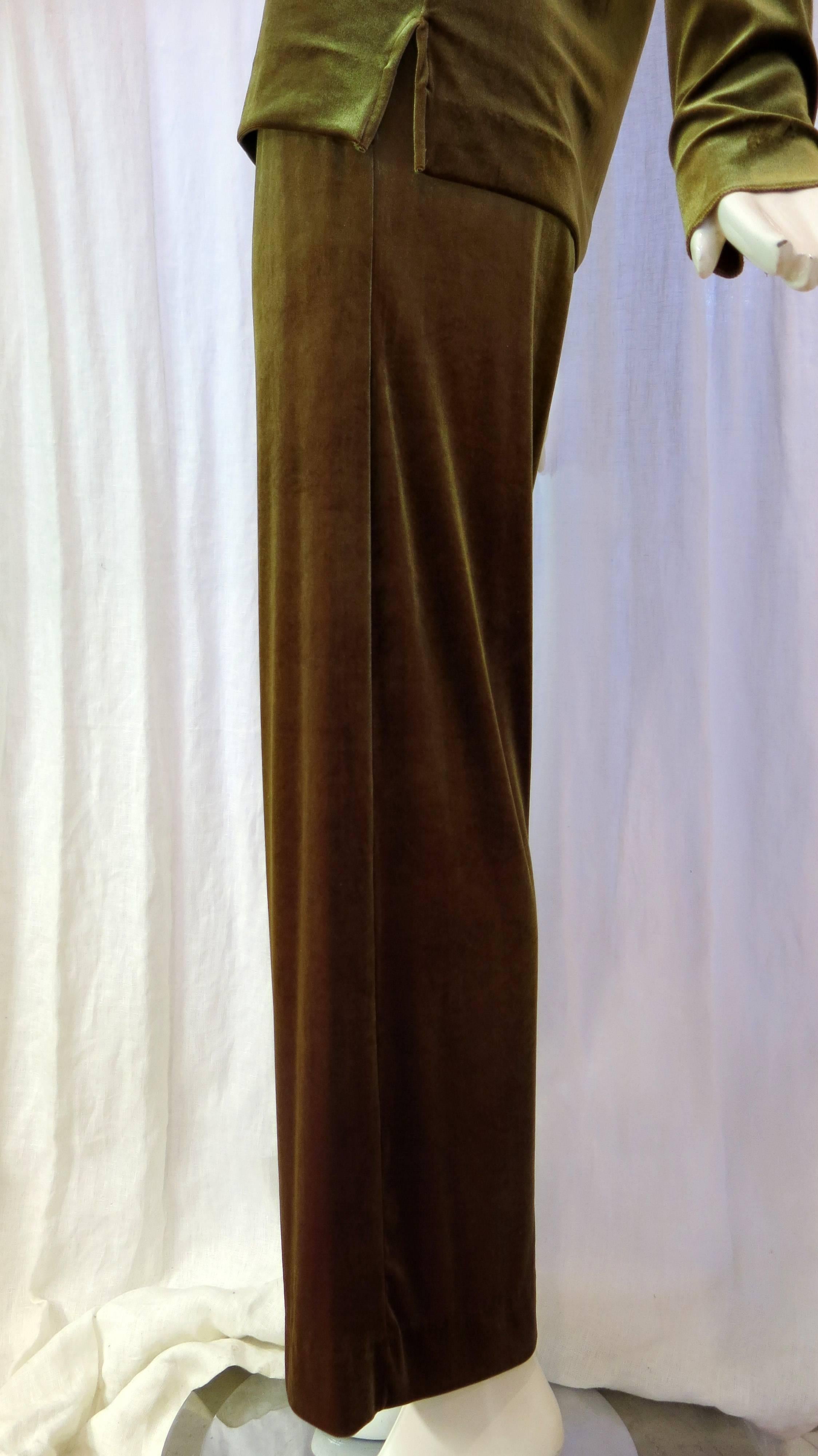 Joan Vass Iridescent Velvet Top and Pants Set For Sale 3