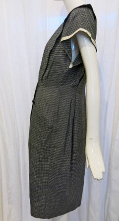 Ungaro Solo Donna Black and White Linen Dress, 1980s