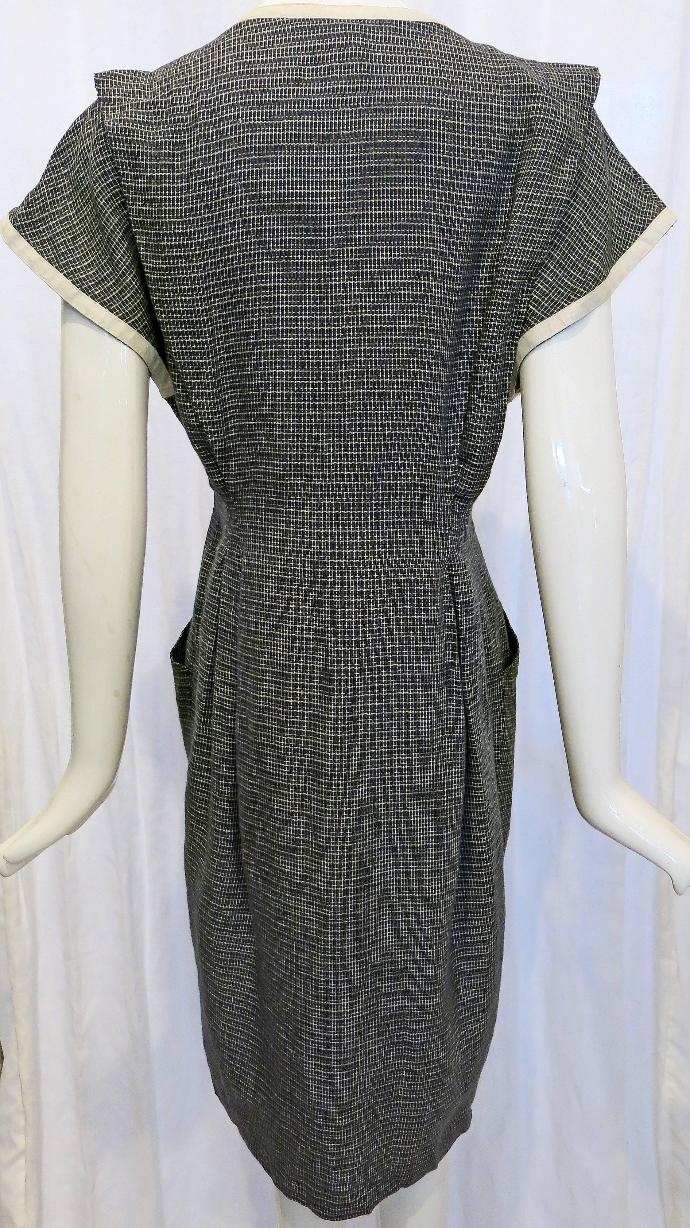 Ungaro Solo Donna Black and White Linen Dress, 1980s  In Excellent Condition In Brooklyn, NY