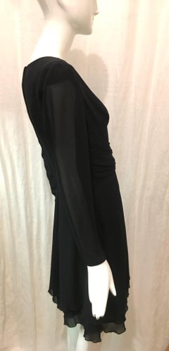 Emanuel Ungaro Black Silk Ruffle Dress