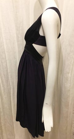 Narciso Rodriguez Purple Black Silk Asymmetric Hem Dress