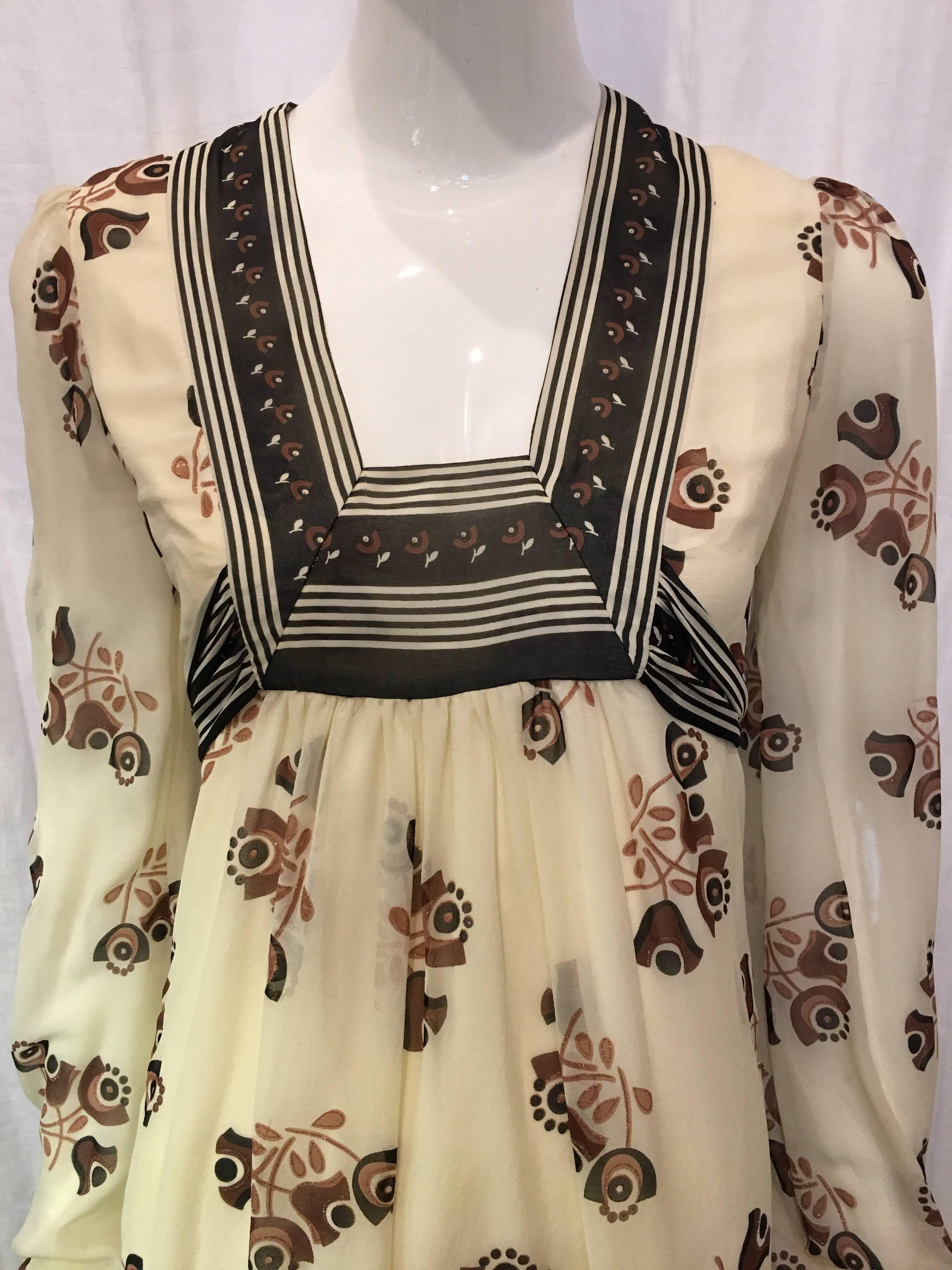 Beige 1990s Anna Sui Cream Baby Doll Dress For Sale