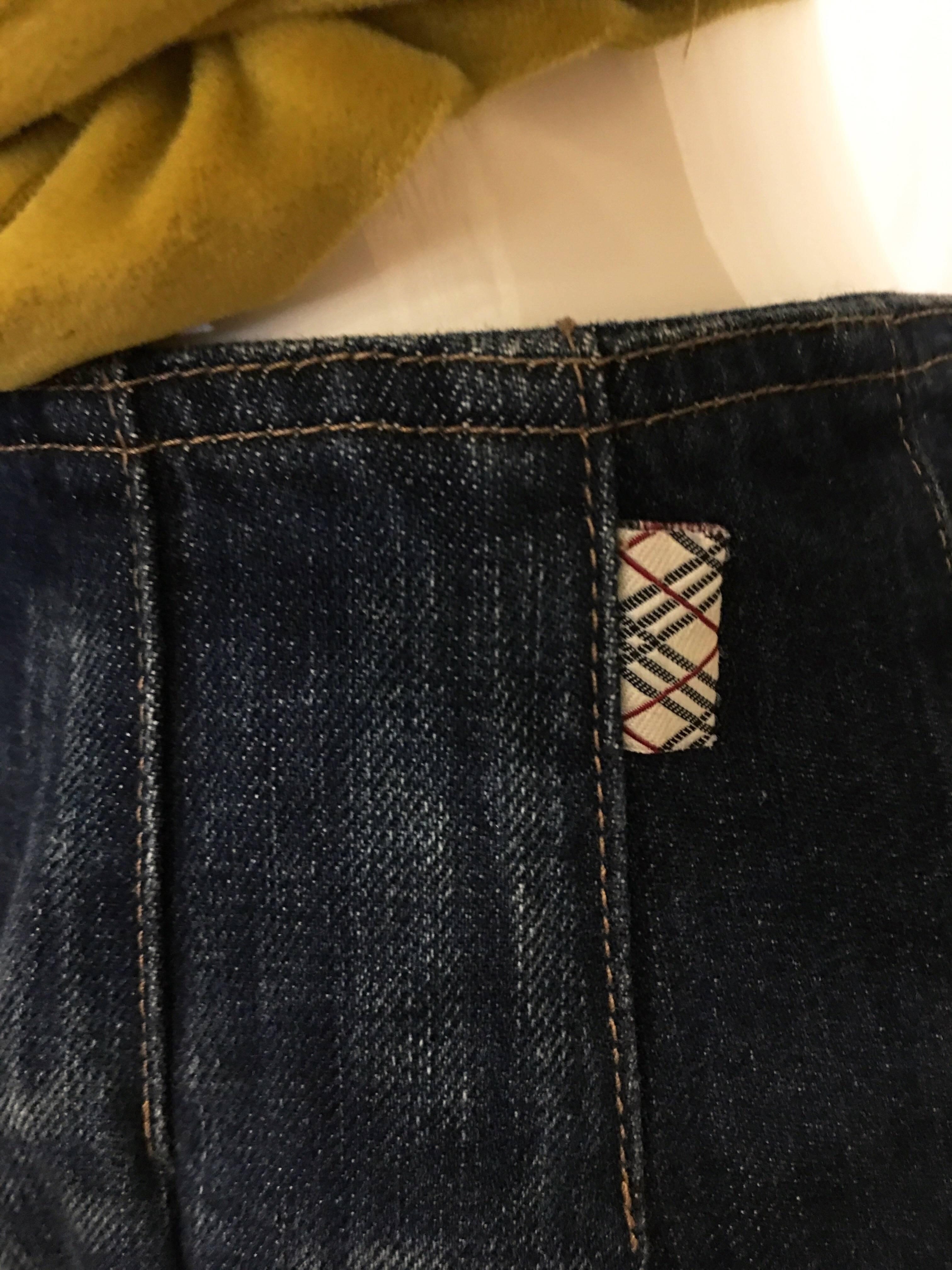 Women's or Men's Burberry Denim and Leather Skirt For Sale
