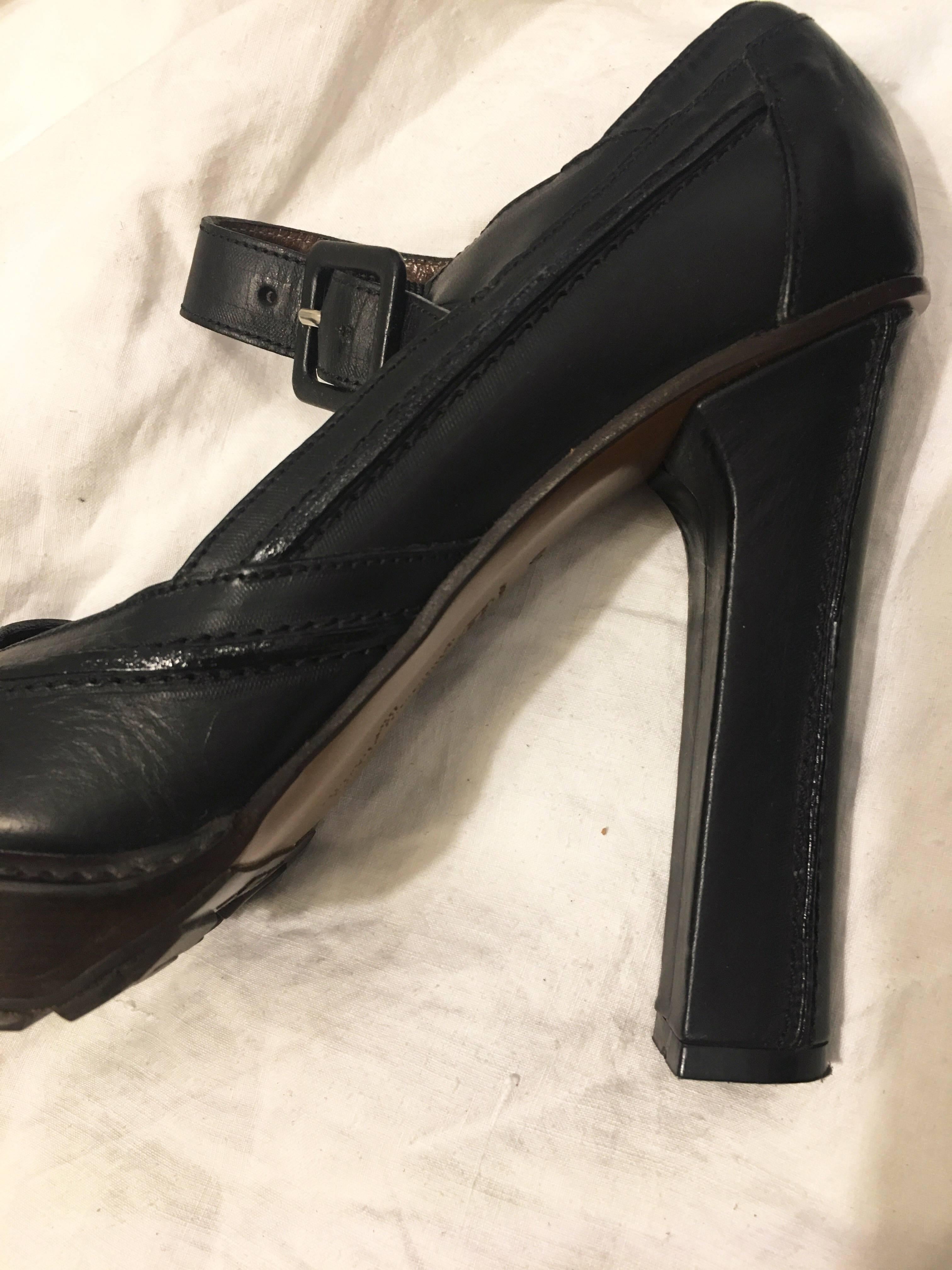 Marni Leather Open Toe Pumps Size 40 In Excellent Condition For Sale In Brooklyn, NY