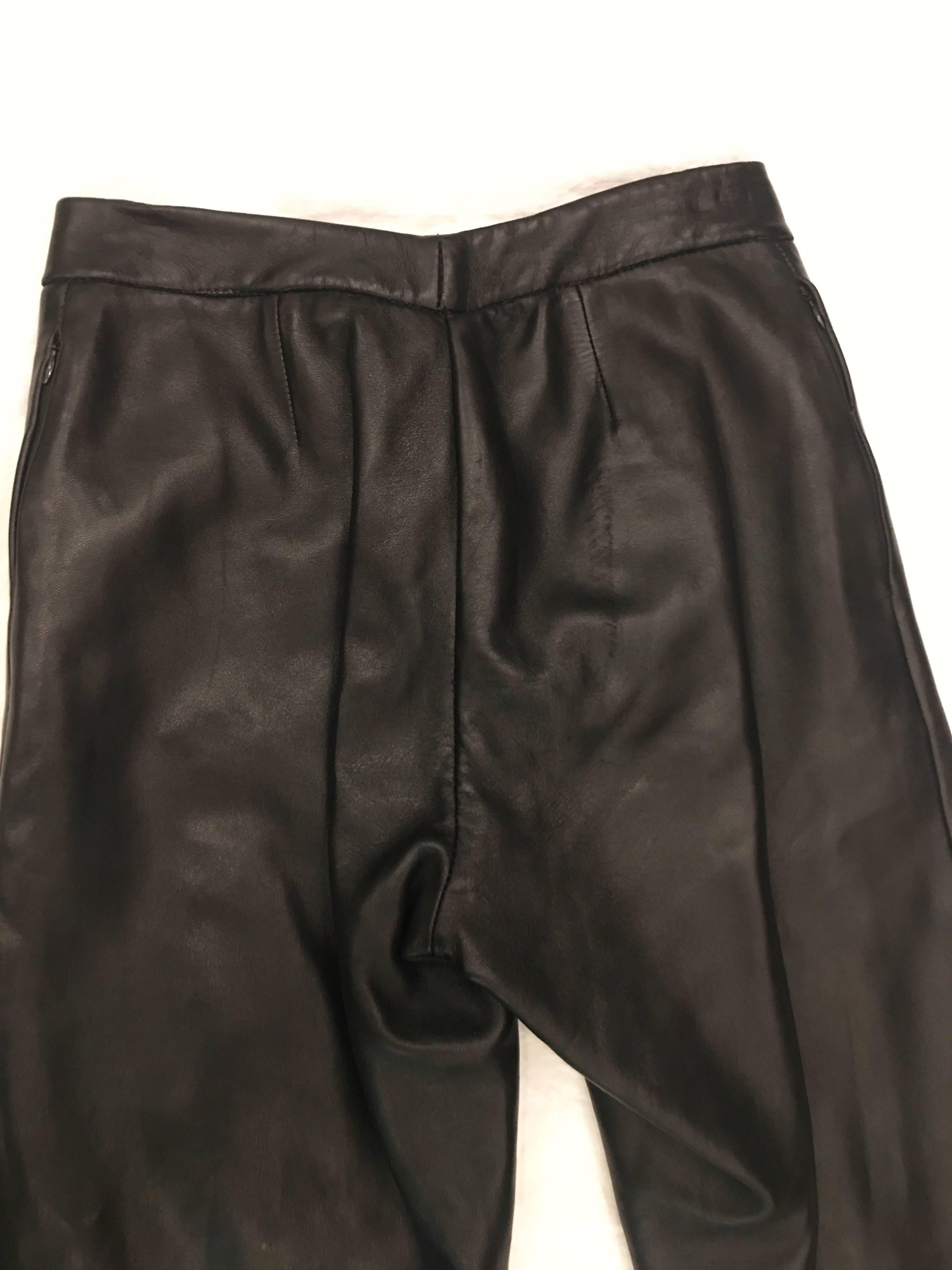 Gucci Contemporary Heavy Duty Brown Leather Zip Flares For Sale 2