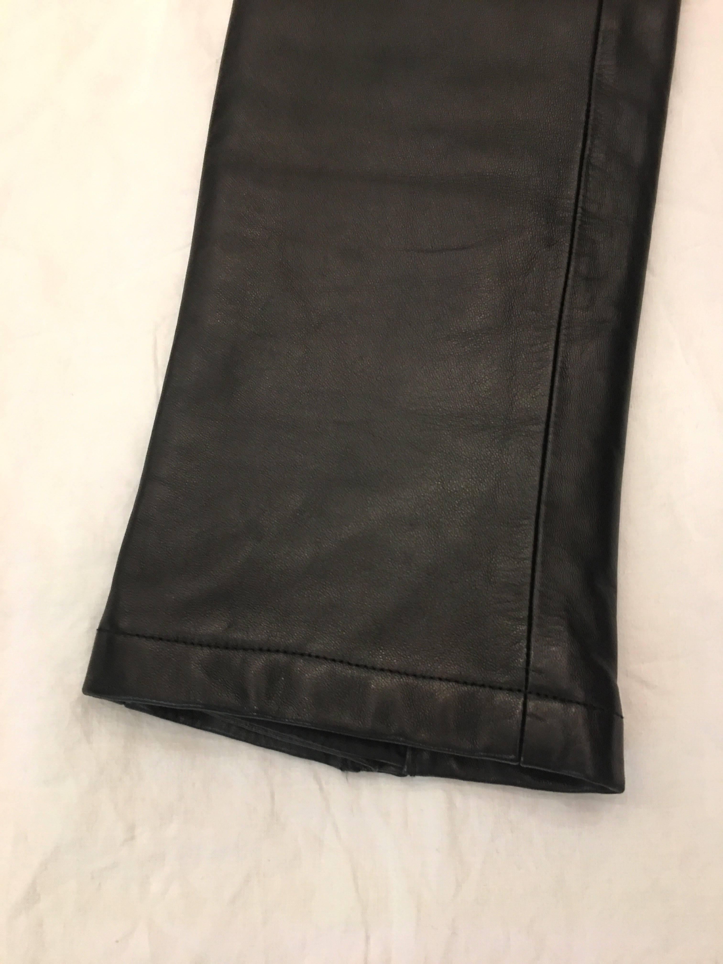 Black Gucci Contemporary Heavy Duty Brown Leather Zip Flares For Sale