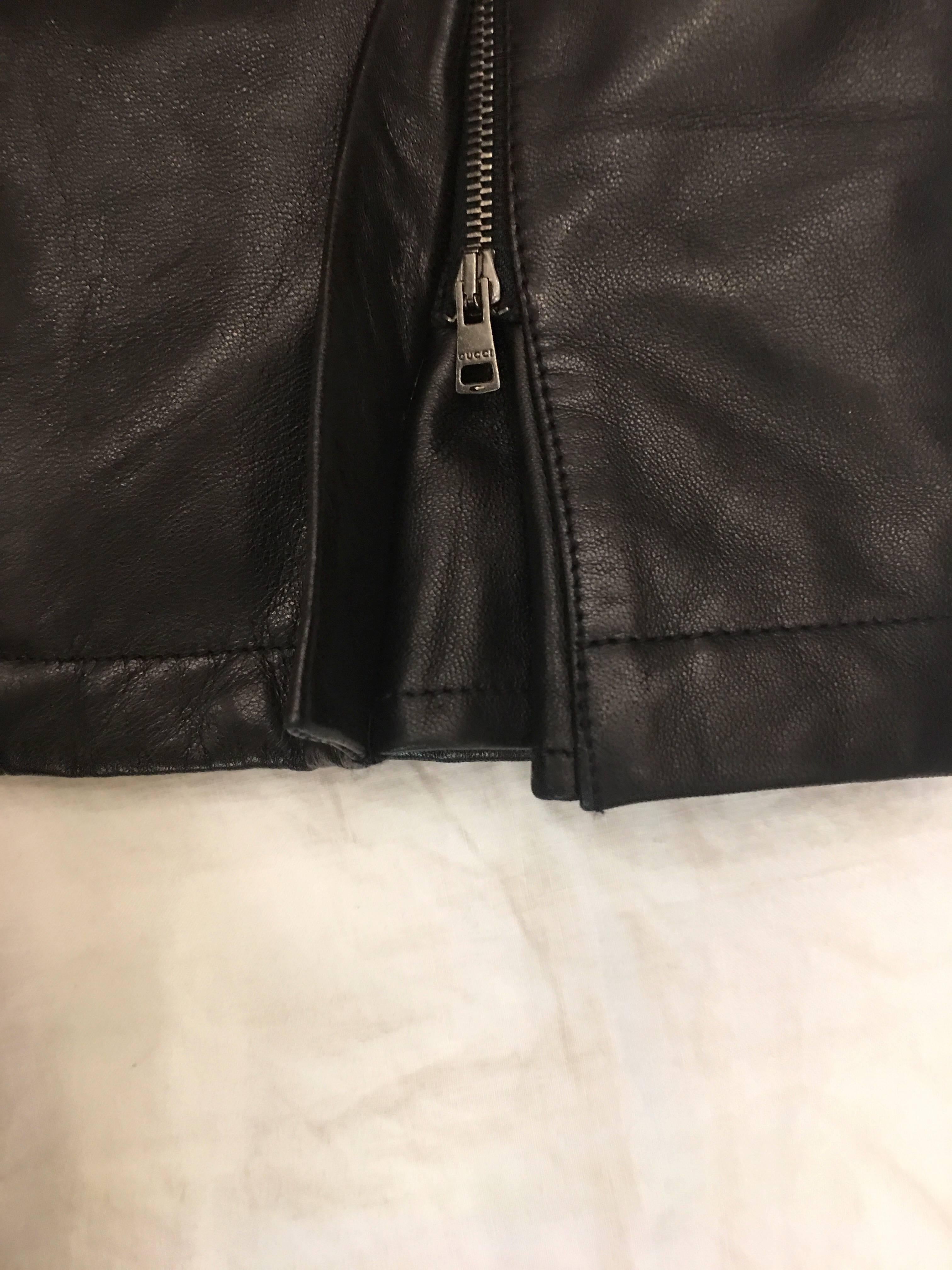 Gucci Contemporary Heavy Duty Brown Leather Zip Flares For Sale 4
