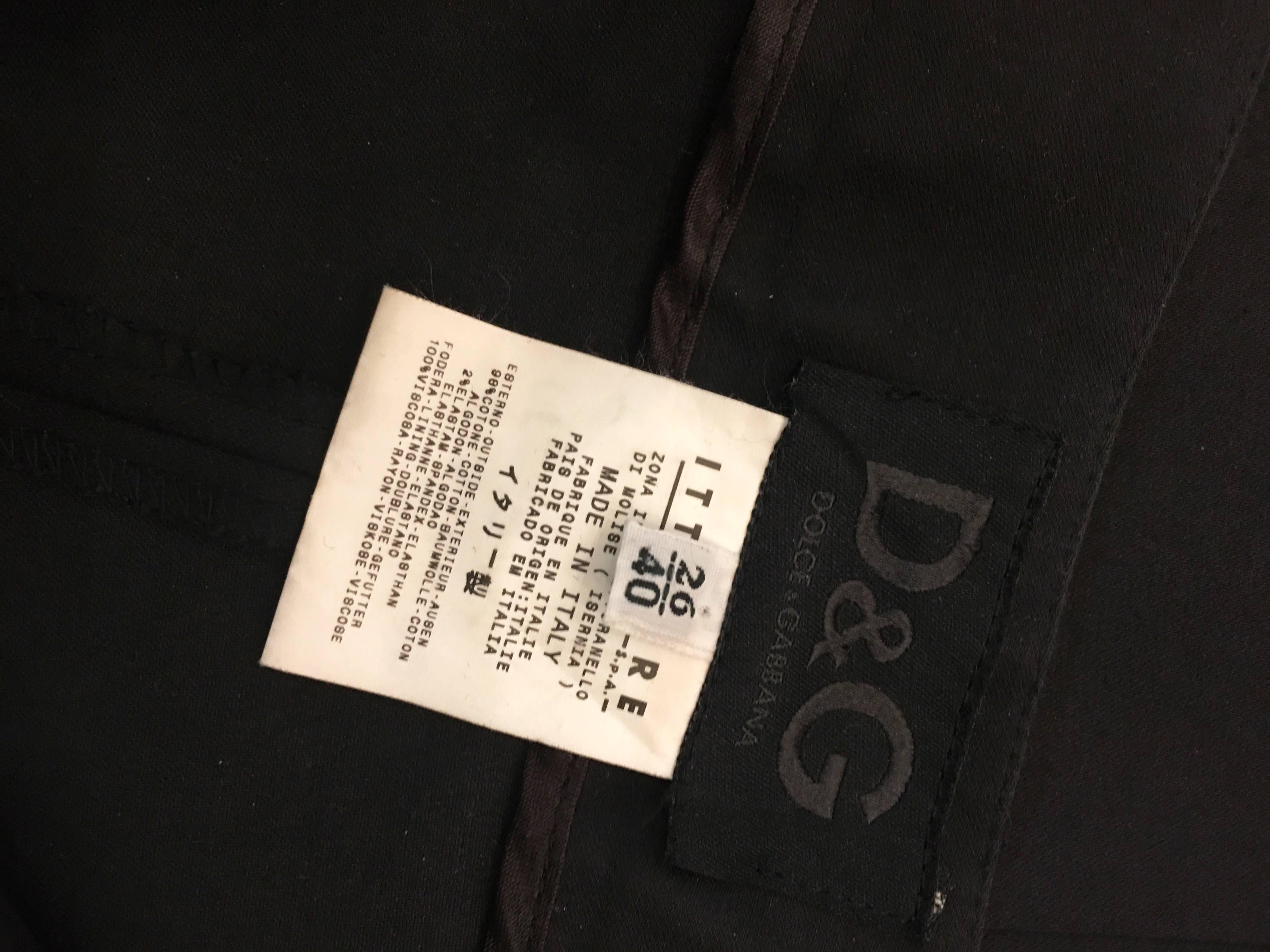 Dolce & Gabbana Black Slim Fit Pants For Sale 5