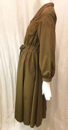 Carol Cohen for Braefair Army Green Belted Trench Coat, 1970s