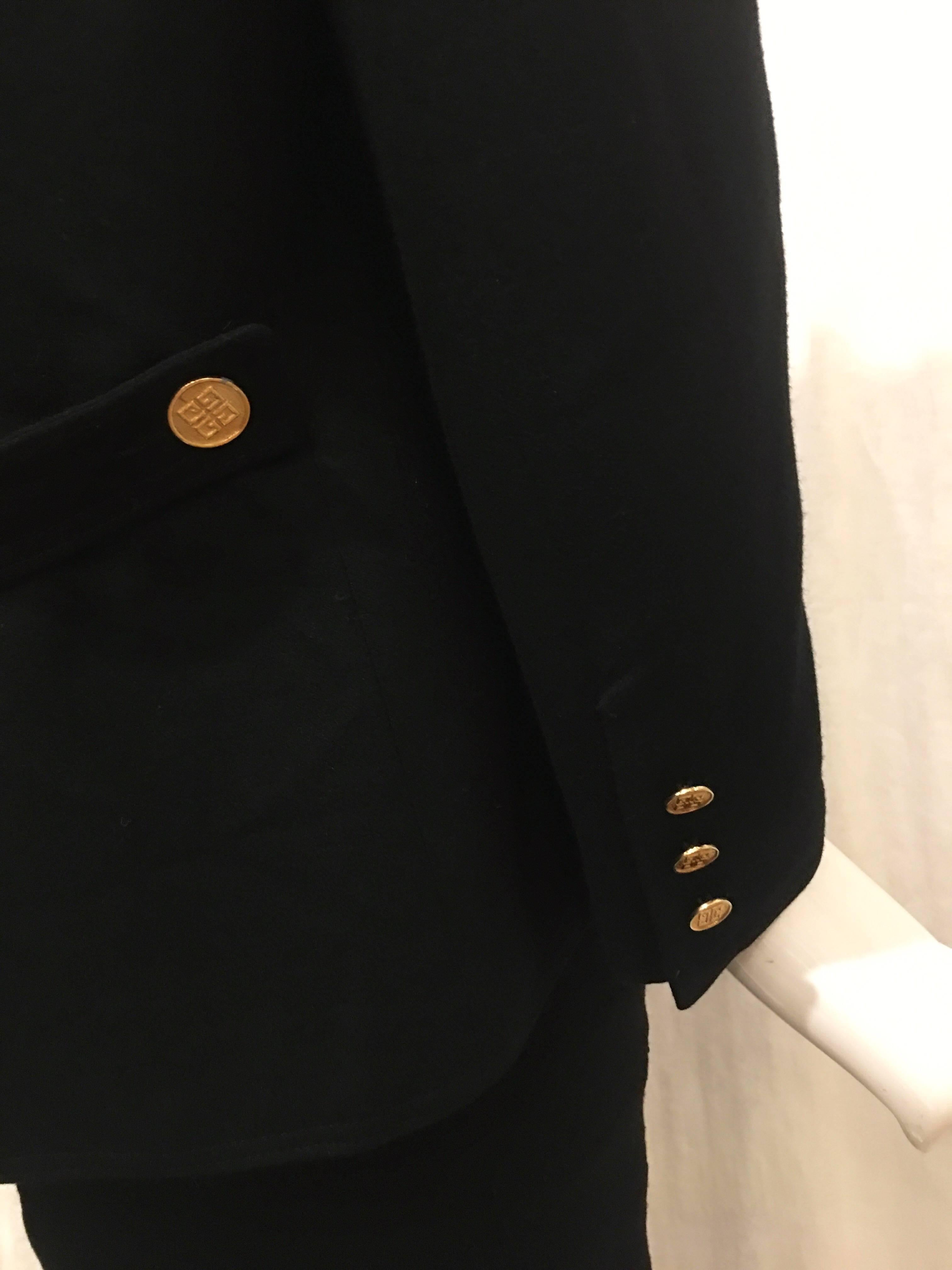 Givenchy Black Wool Single Button Blazer, 1990s  1