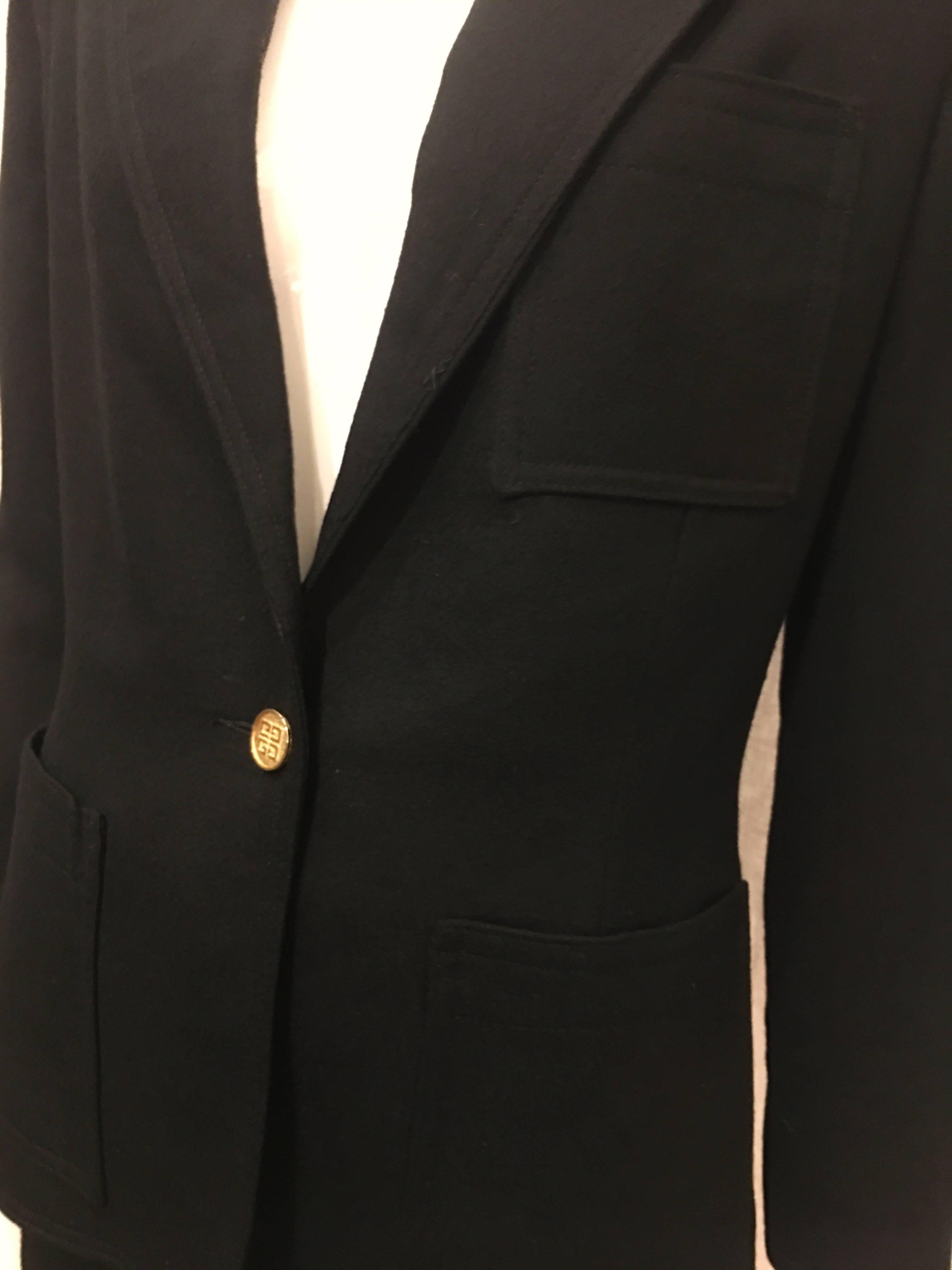 Women's or Men's Givenchy Black Wool Single Button Blazer, 1990s 