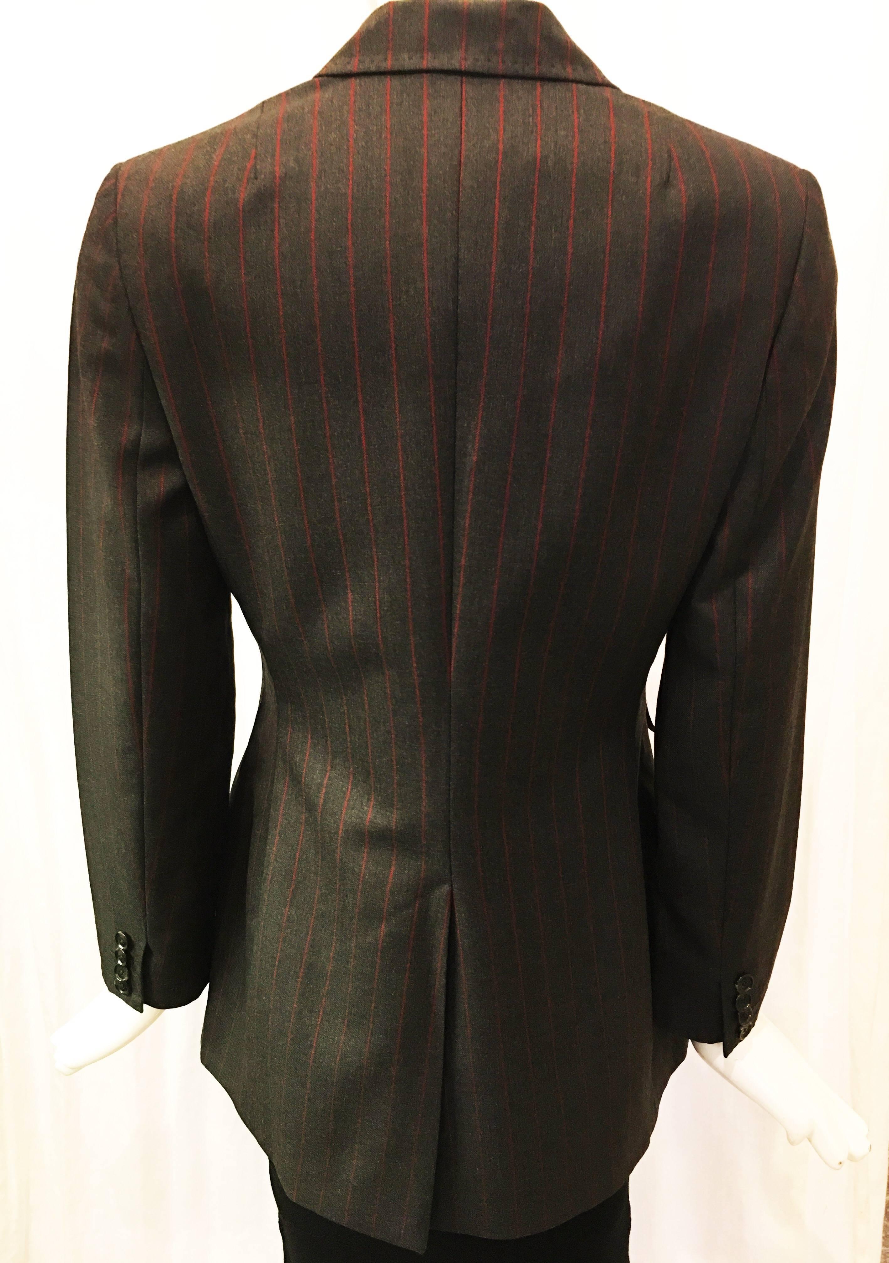 Dolce & Gabbana Gray Wool Fitted Striped Blazer  For Sale 3