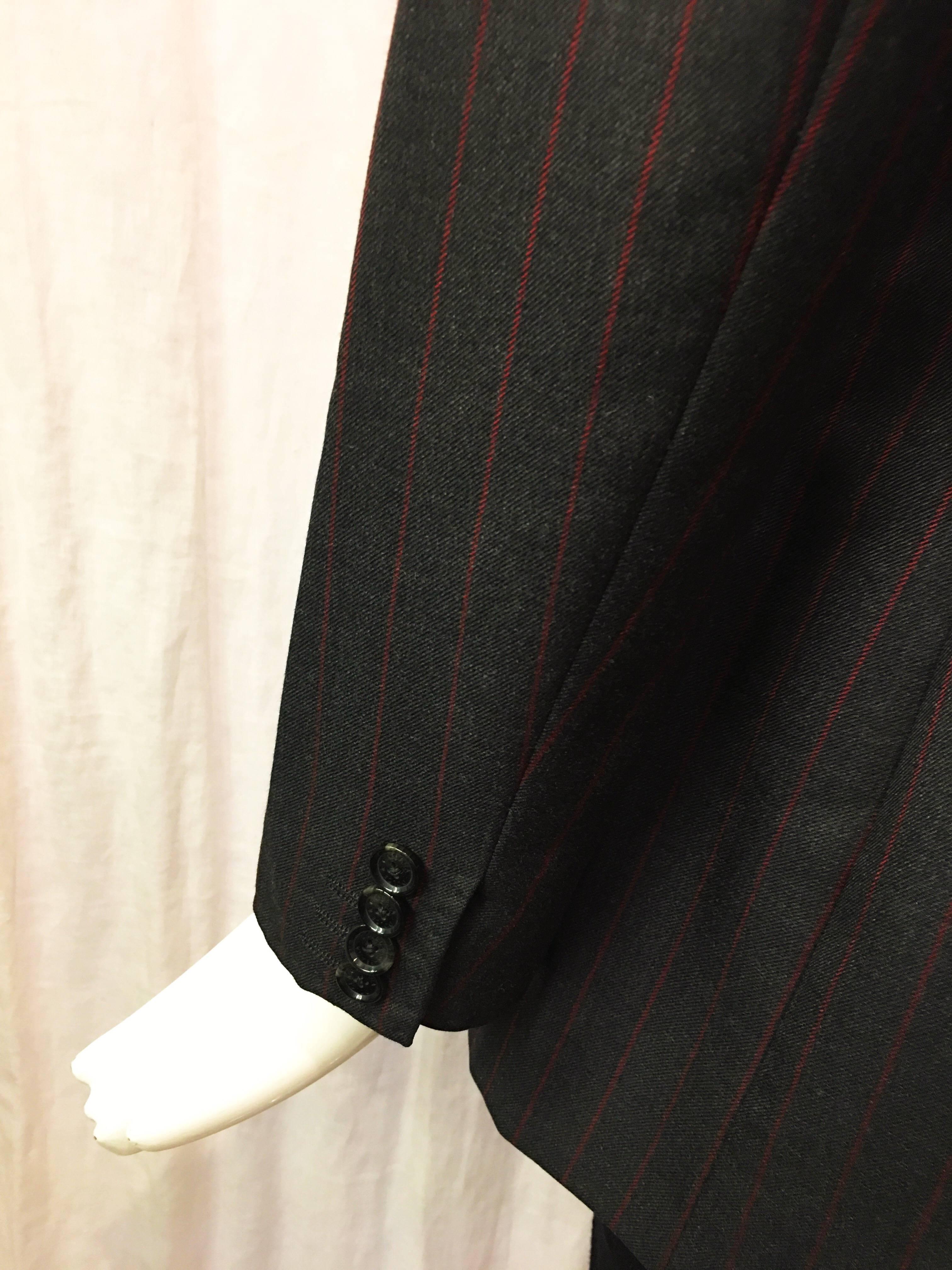 Dolce & Gabbana Gray Wool Fitted Striped Blazer For Sale 1