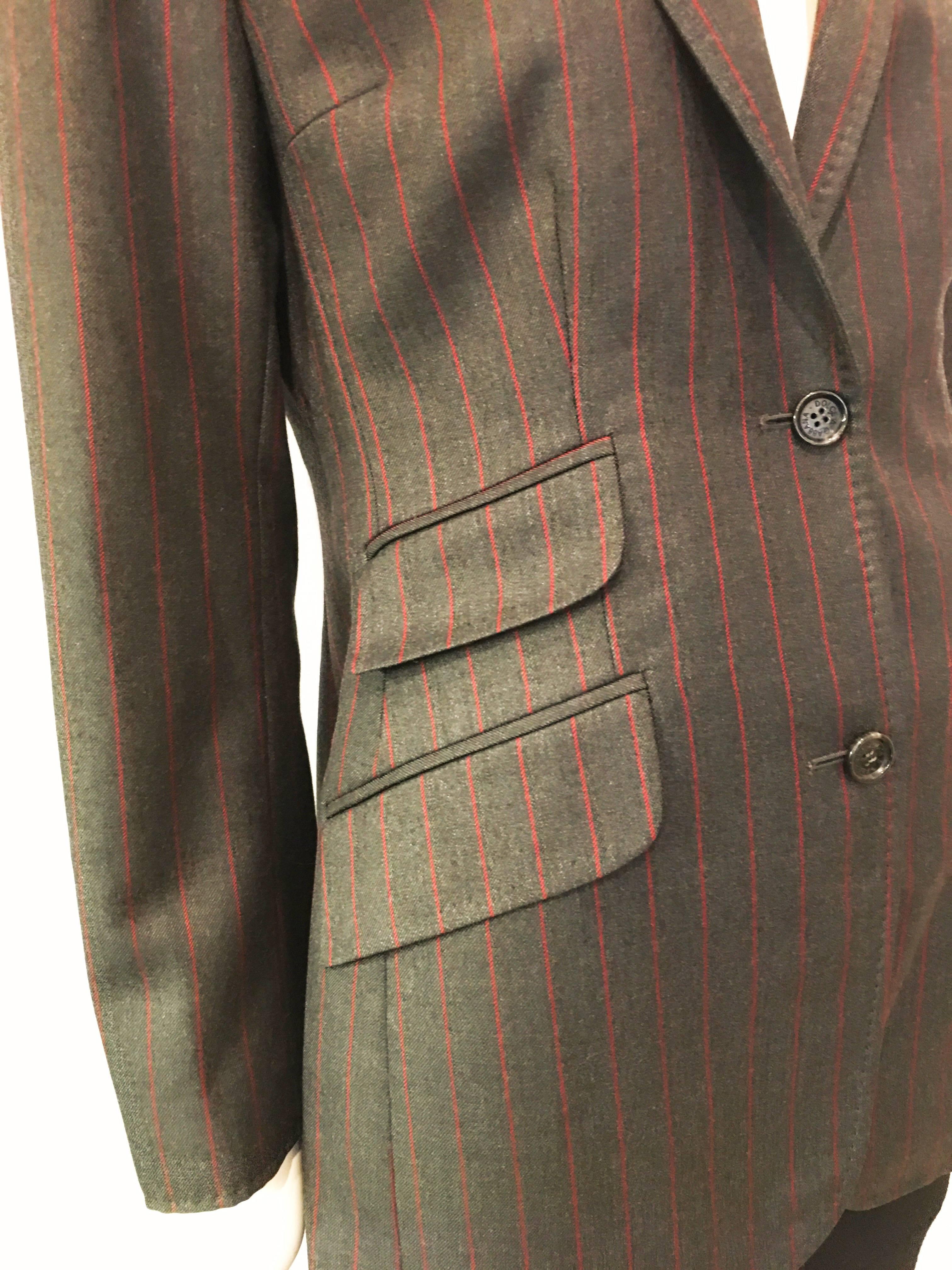 Women's or Men's Dolce & Gabbana Gray Wool Fitted Striped Blazer  For Sale