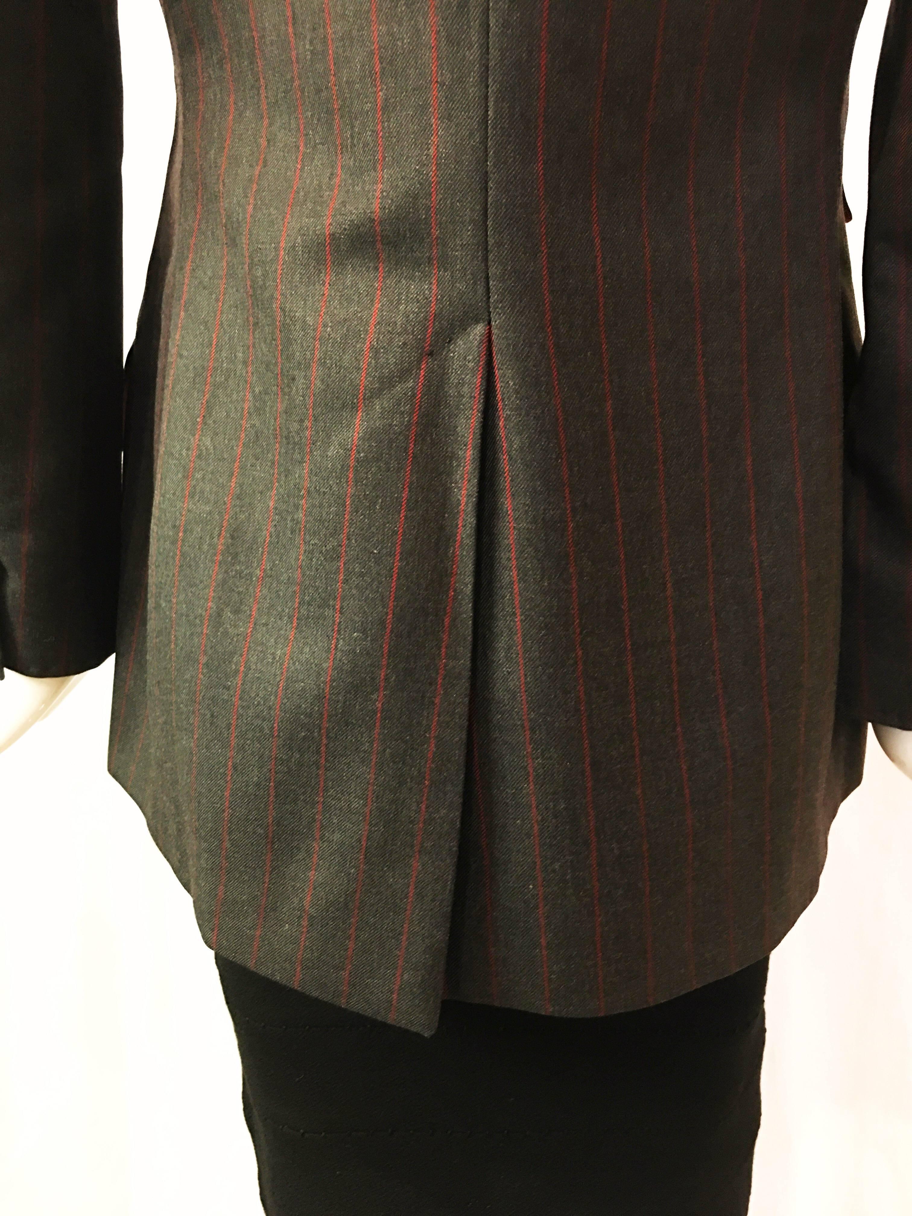 Dolce & Gabbana Gray Wool Fitted Striped Blazer  For Sale 4