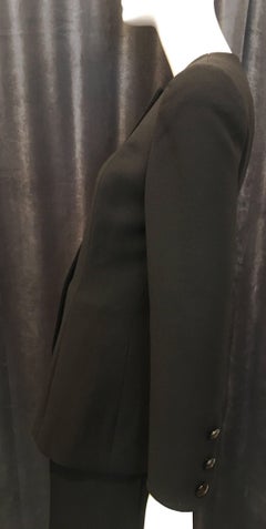 Oscar de la Renta Black Collarless Button Down Blazer