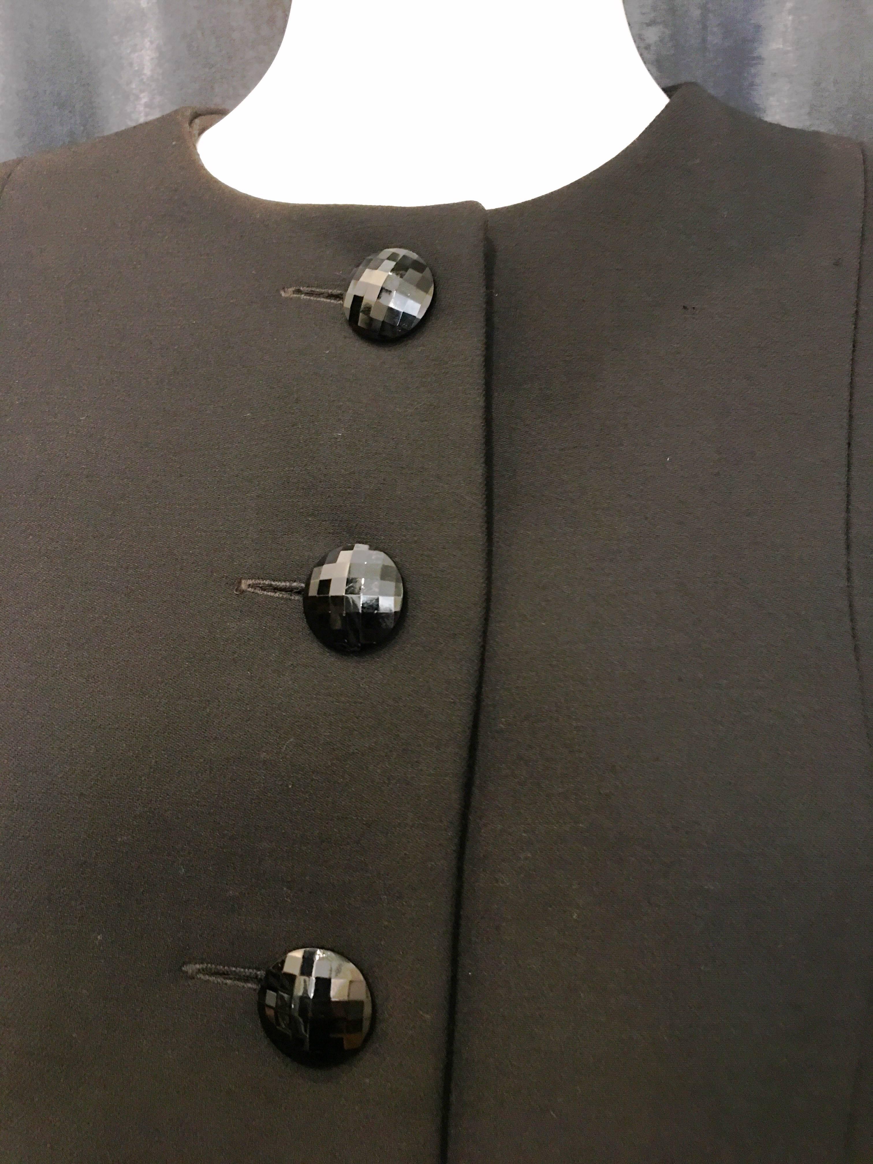 Women's or Men's Oscar de la Renta Black Collarless Button Down Blazer For Sale