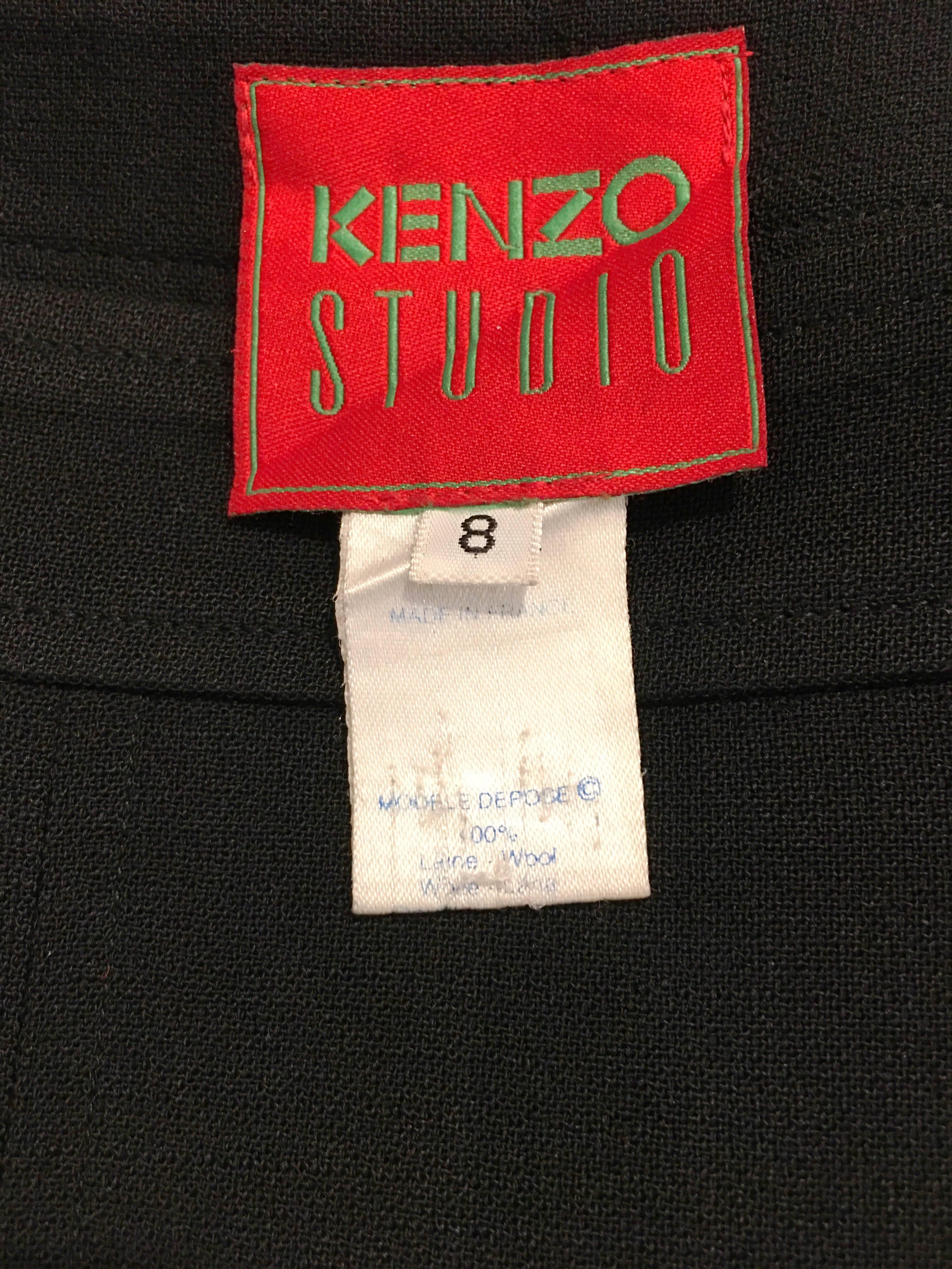 1980s Kenzo Studio Black Pleated Mini Skirt For Sale 3