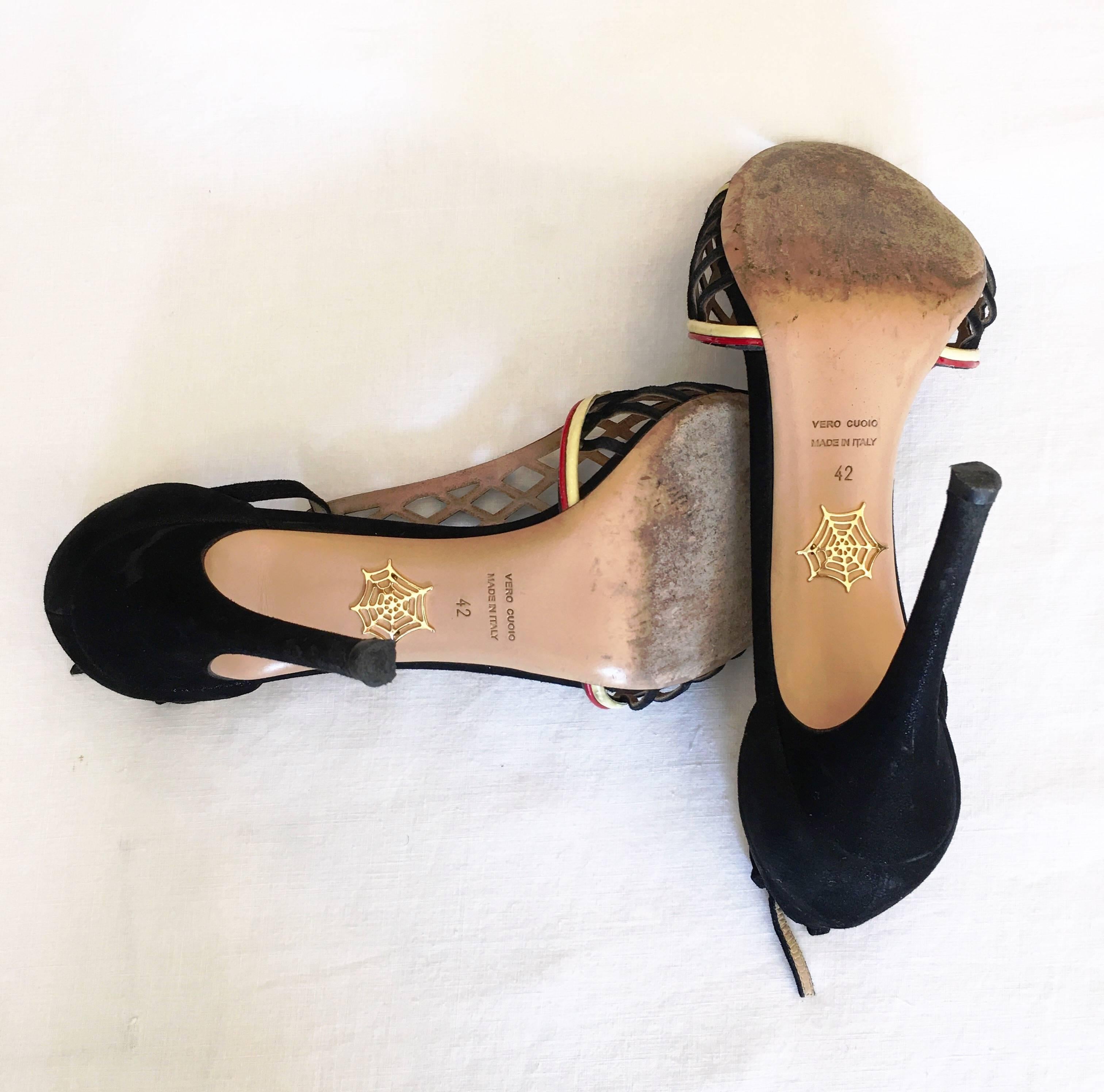 Beige Charlotte Olympia Suede Stiletto Heels Size 42 For Sale