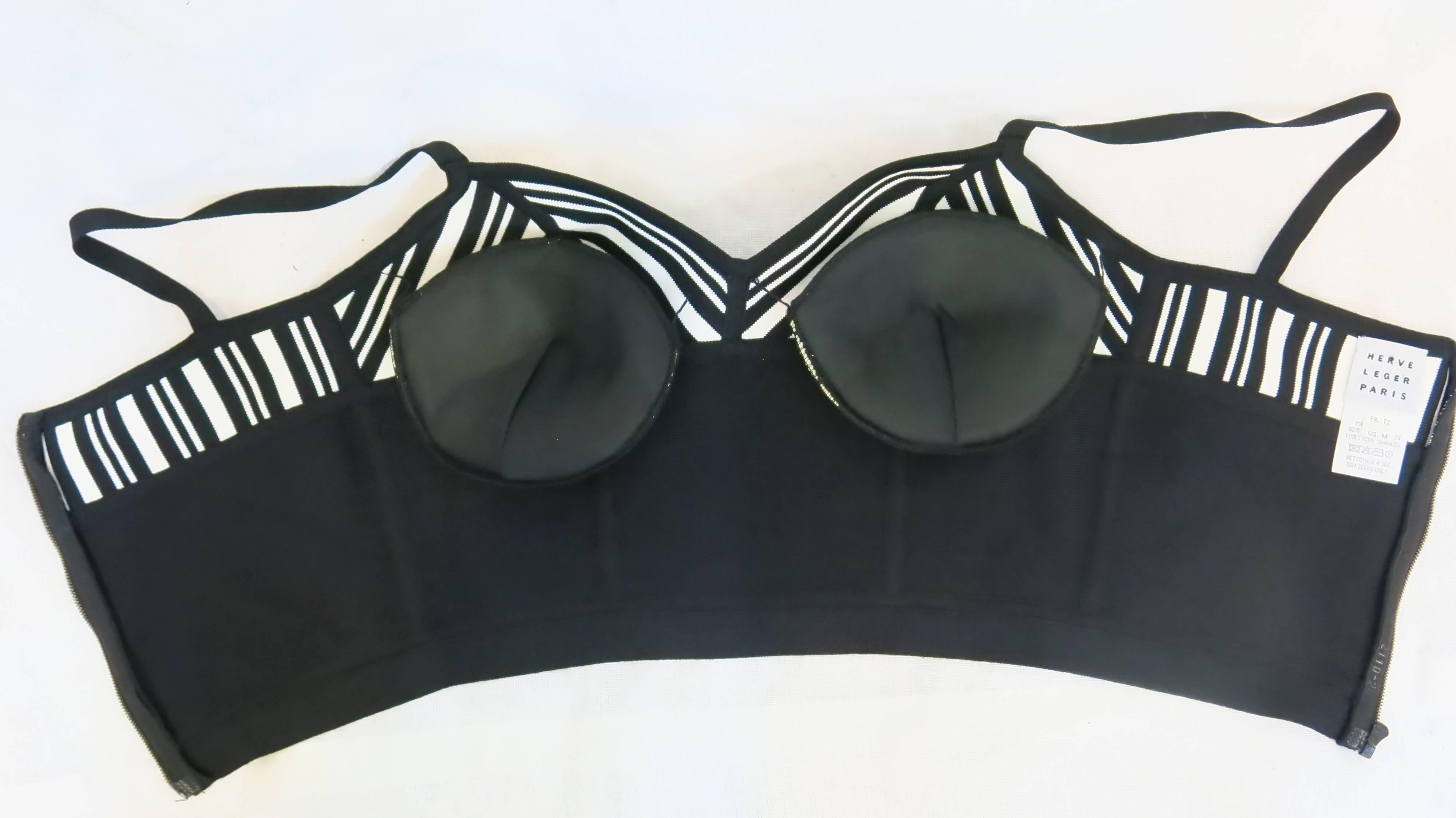 1980s Herve Leger Black and White Crop Top 6