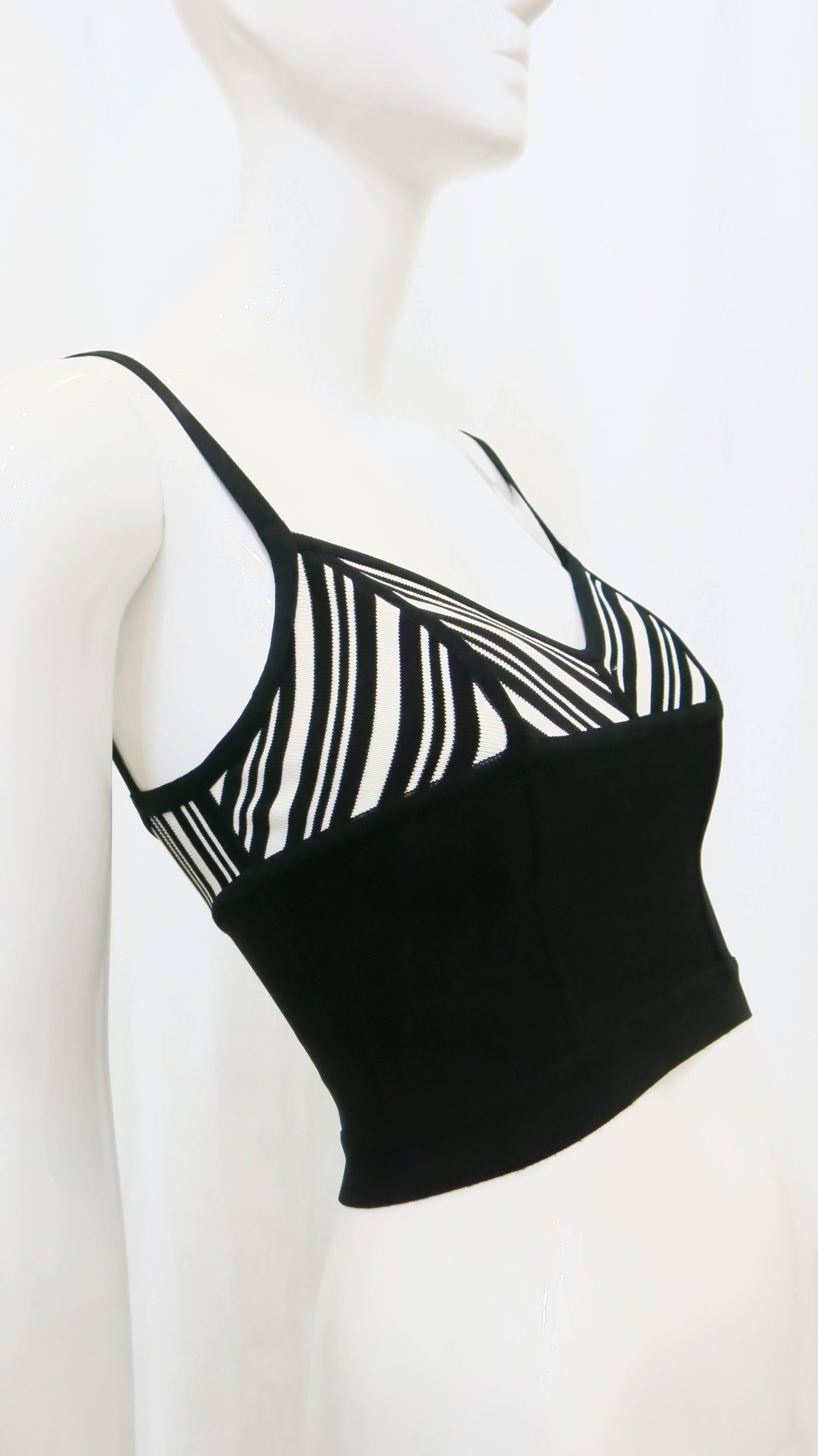 Women's 1980s Herve Leger Black and White Crop Top