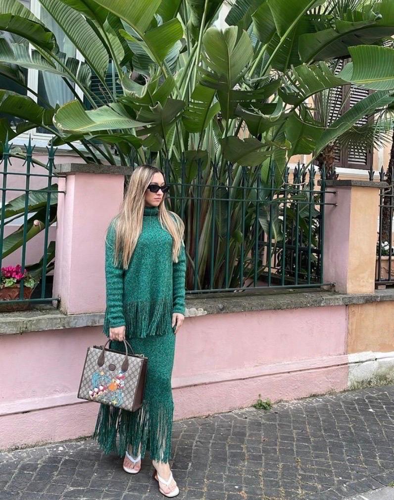 Zimmermann maglione e gonna in cashmere verde Greene & Greene Set in vendita 6