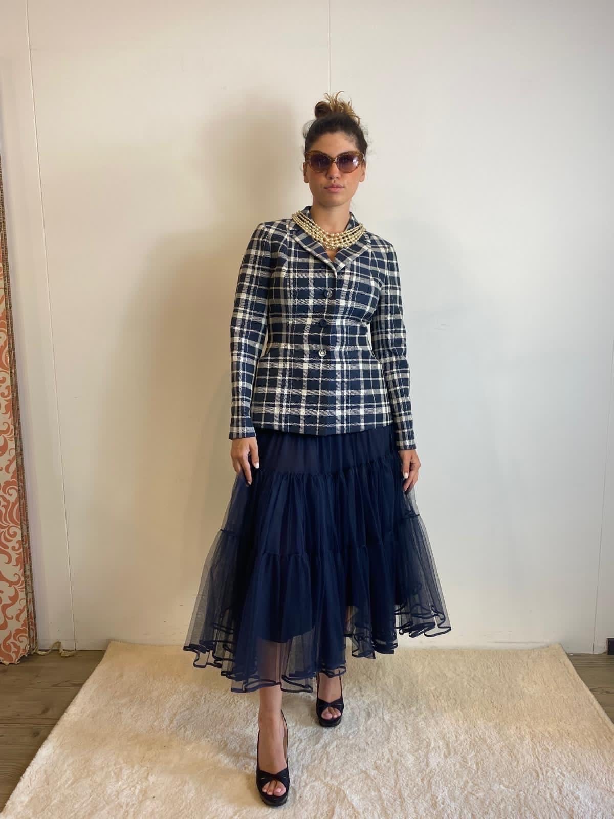 Giacca Christian Dior Bar blu e bianca in vendita 7
