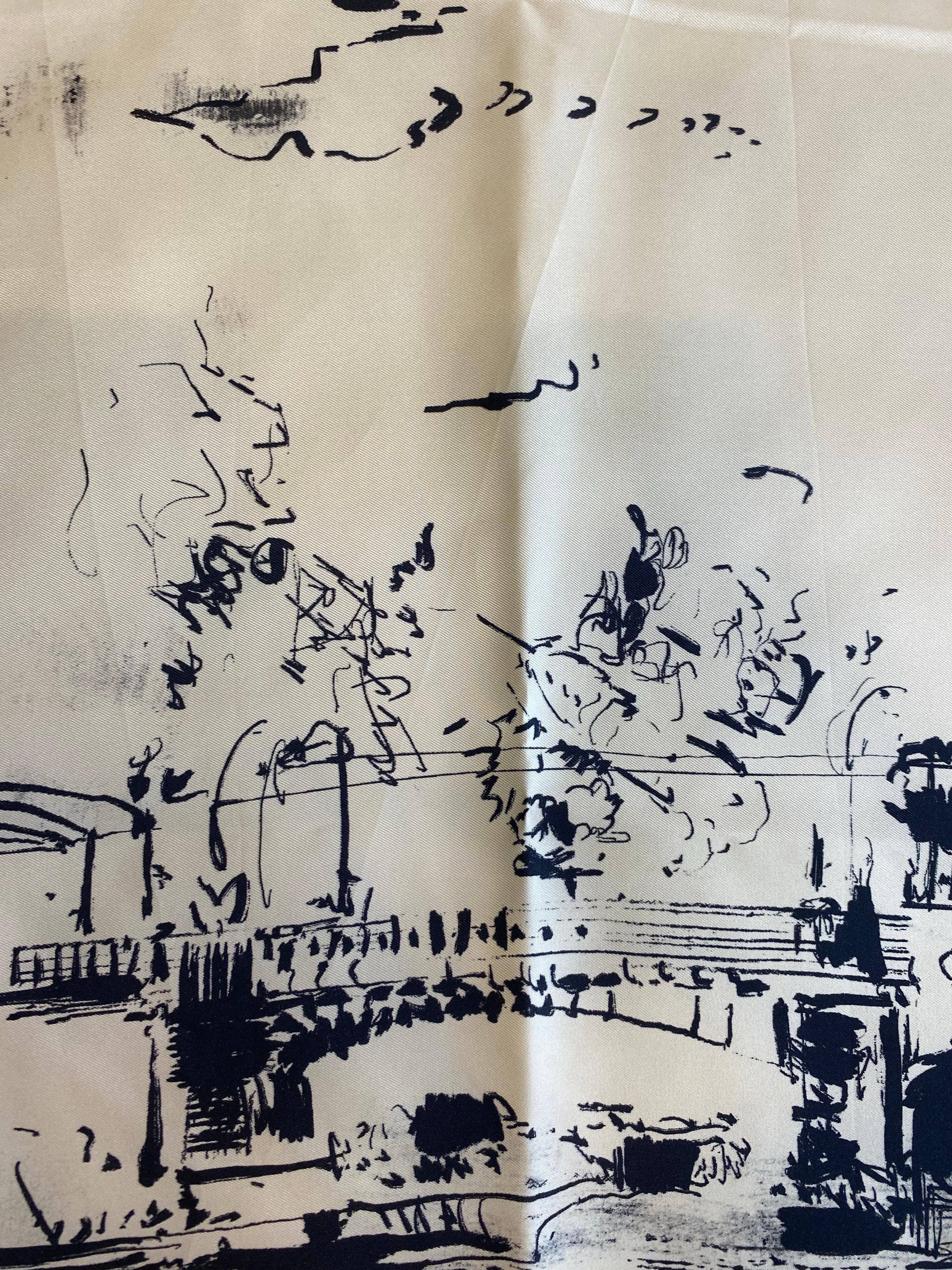 Femenino o masculino Pañuelo Christian Dior en blanco y negro con detalles de la Torre Eiffel. en venta