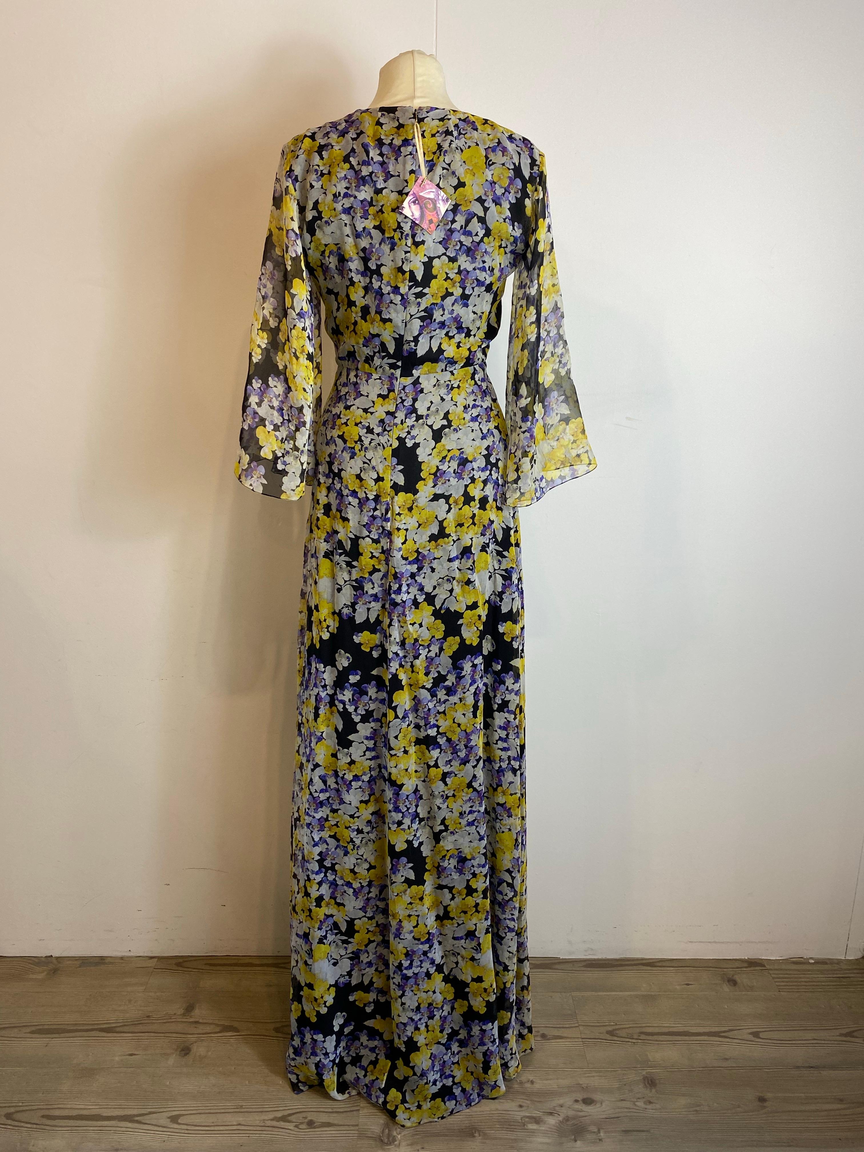 Langes schwarzes Kleid mit floralem Muster Francesco Scognamiglio. für Damen oder Herren im Angebot