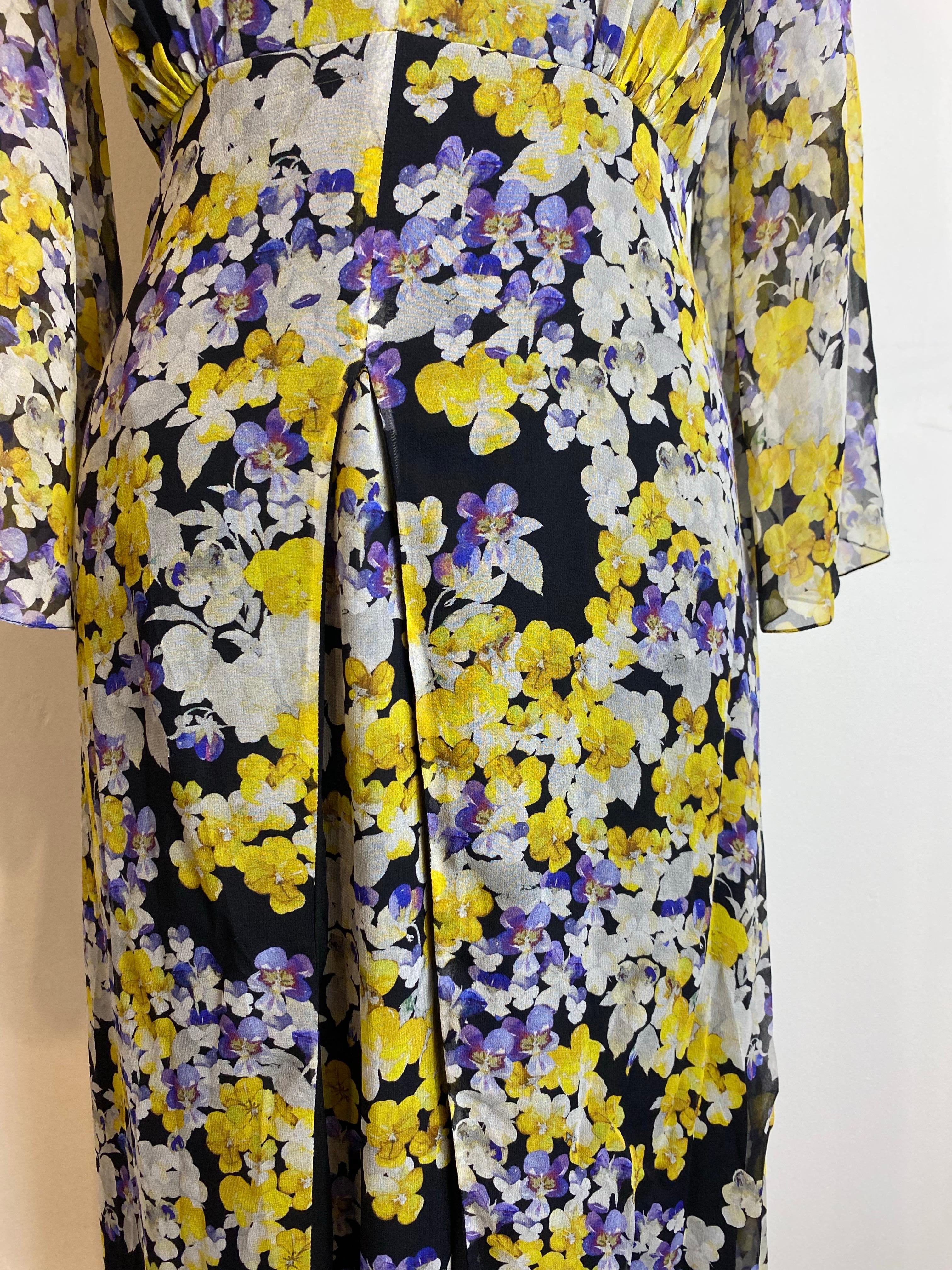 Langes schwarzes Kleid mit floralem Muster Francesco Scognamiglio. (Schwarz) im Angebot
