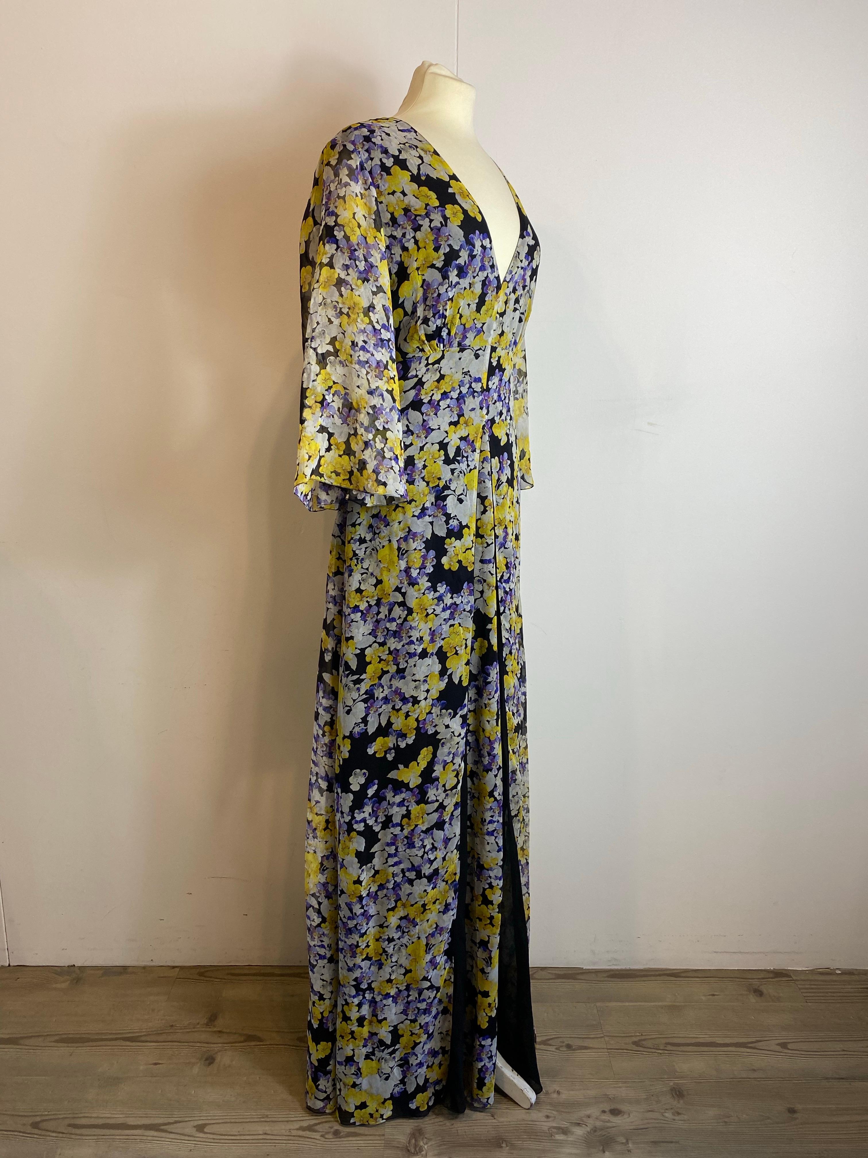 Langes schwarzes Kleid mit floralem Muster Francesco Scognamiglio. im Zustand „Hervorragend“ im Angebot in Carnate, IT