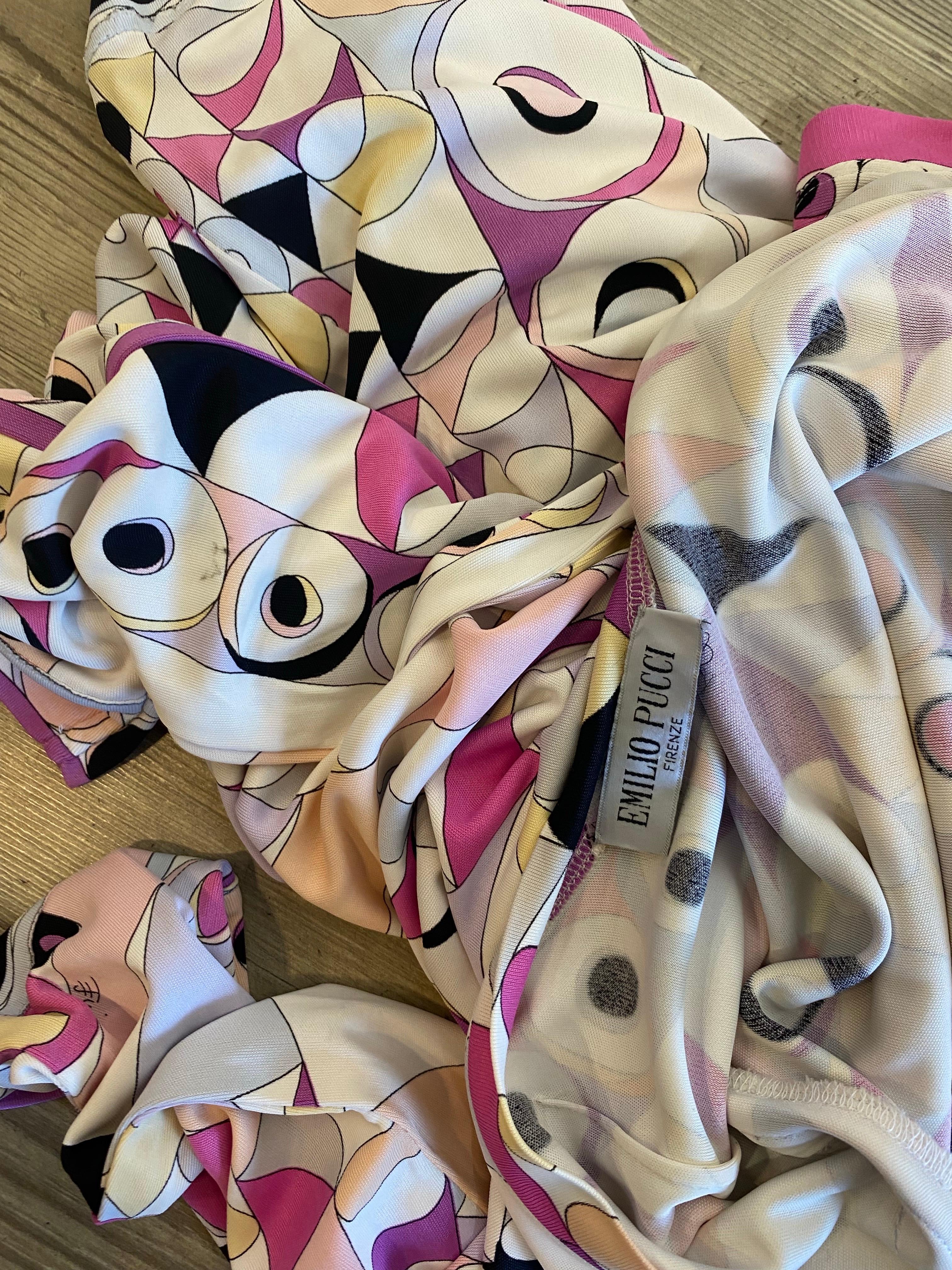 Emilio Pucci weißes Midikleid mit Muster. im Angebot 7