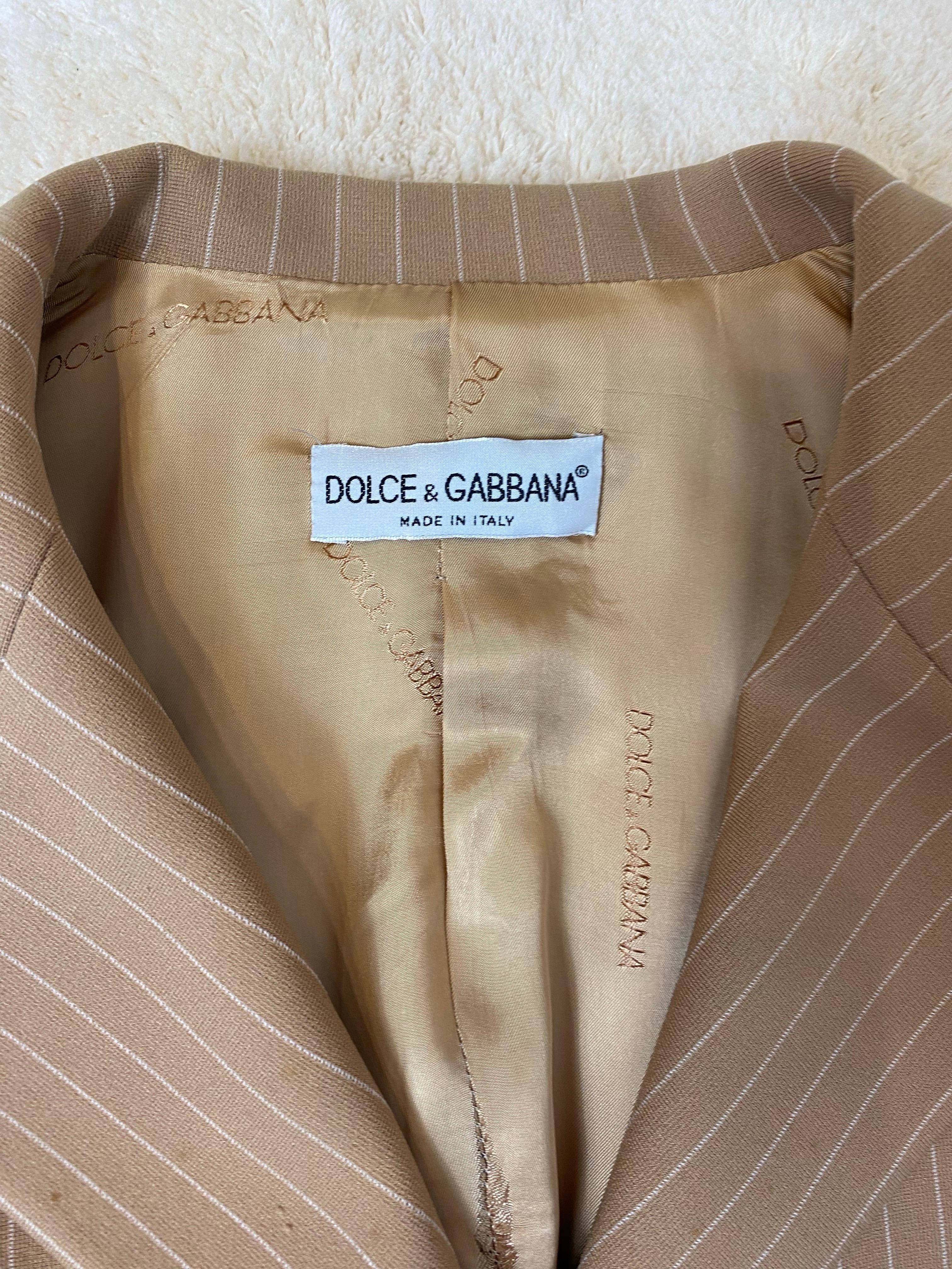 Blazer rayé beige Dolce & Gabbana. Bon état - En vente à Carnate, IT