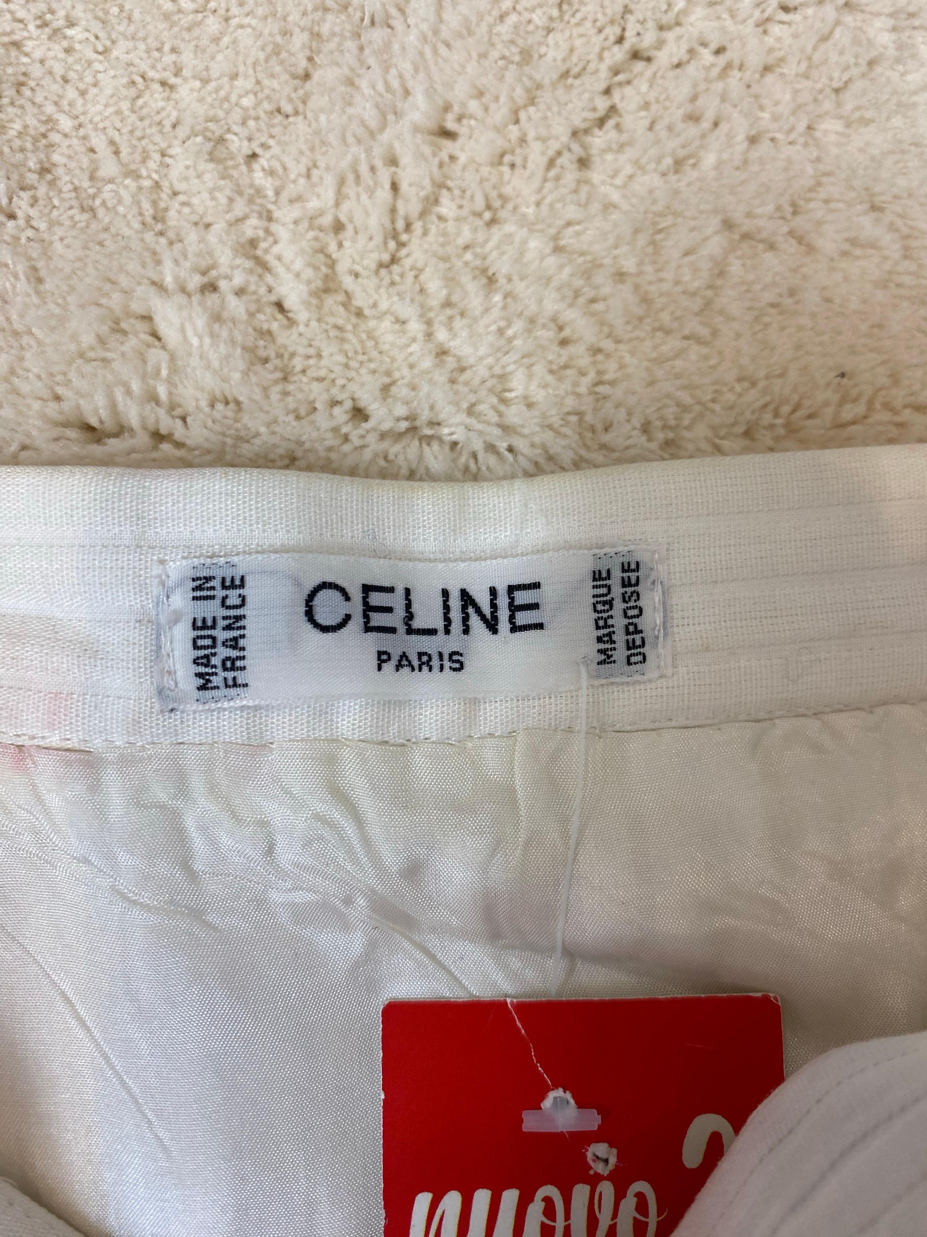 Falda Céline blanca con botones dorados. en Bueno estado para la venta en Carnate, IT