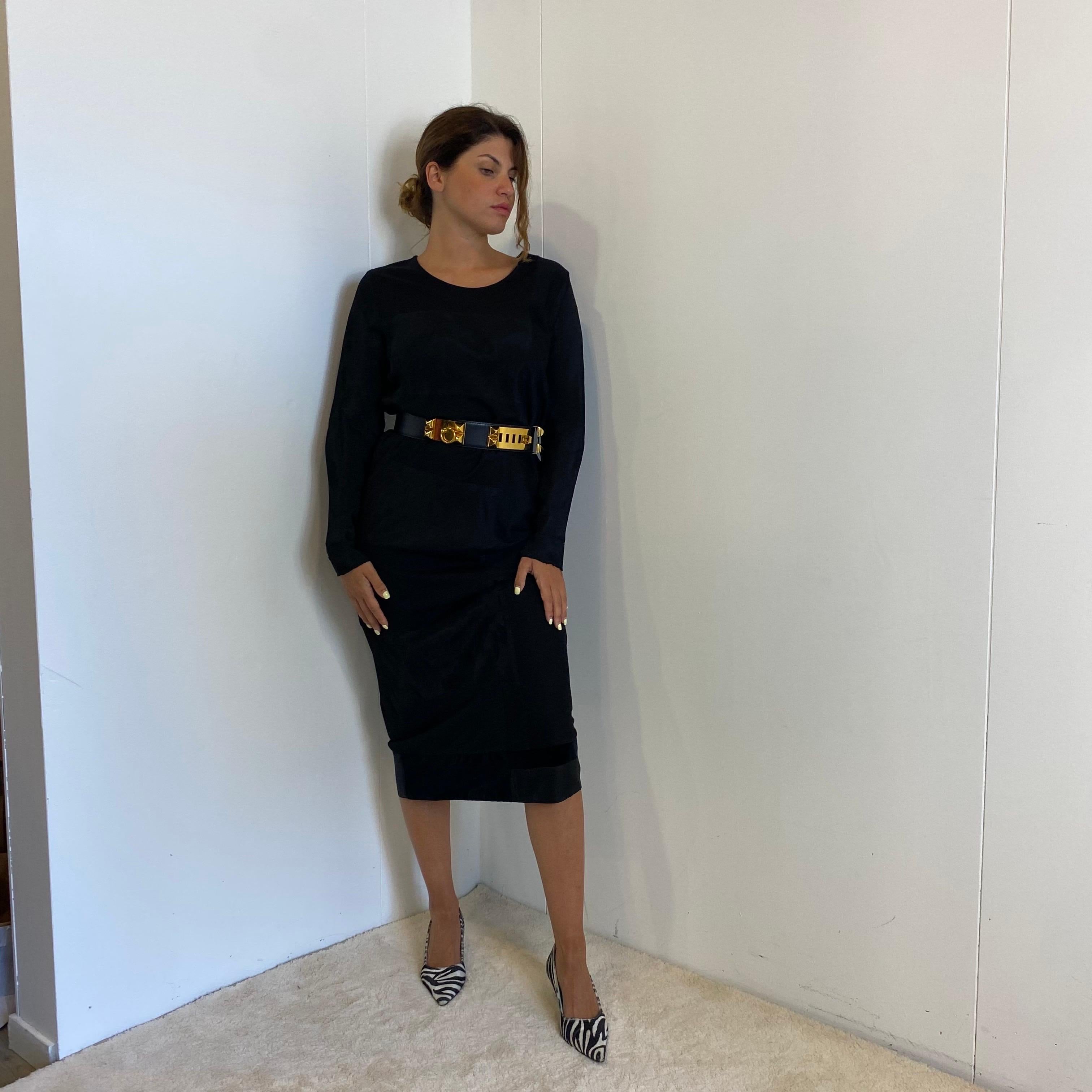 Cintura Hermès Collier de Chien 50 in pelle di vitello nera. in vendita 9