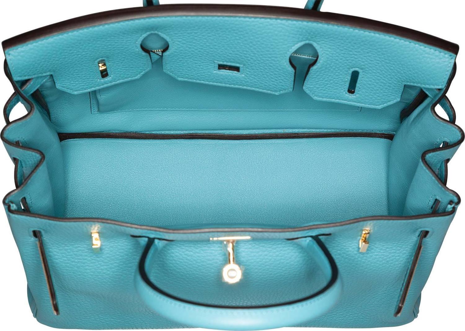 Hermes 30cm Blue Atoll Clemence Leather Birkin Bag with Gold ...  