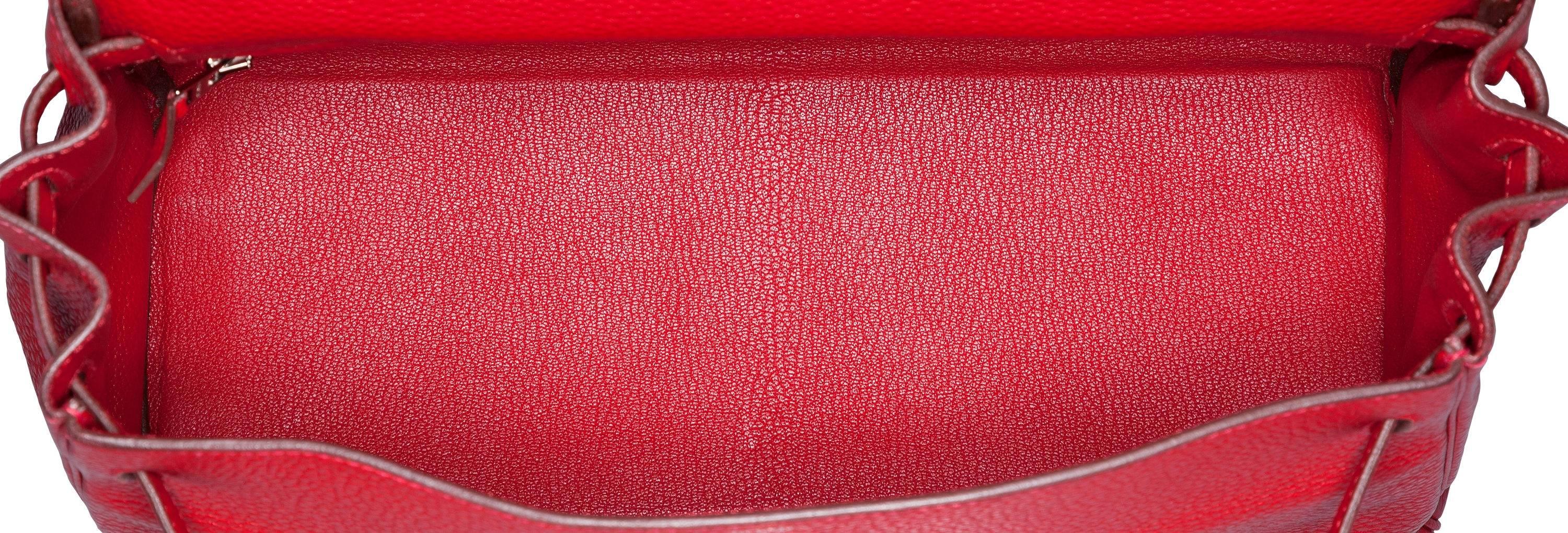 Hermes 32cm Rouge Vif Clemence Leather Retourne Kelly Bag For Sale 1