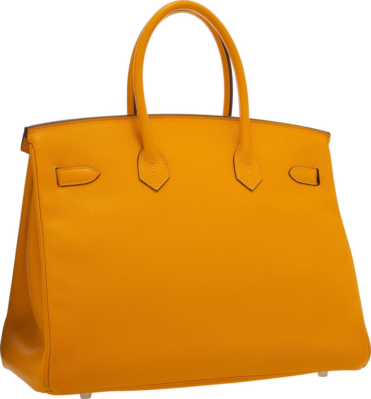 Hermes 35cm Jaune d' Or Epsom Leather Birkin Bag with Palladium Hardware In Excellent Condition For Sale In New York, NY