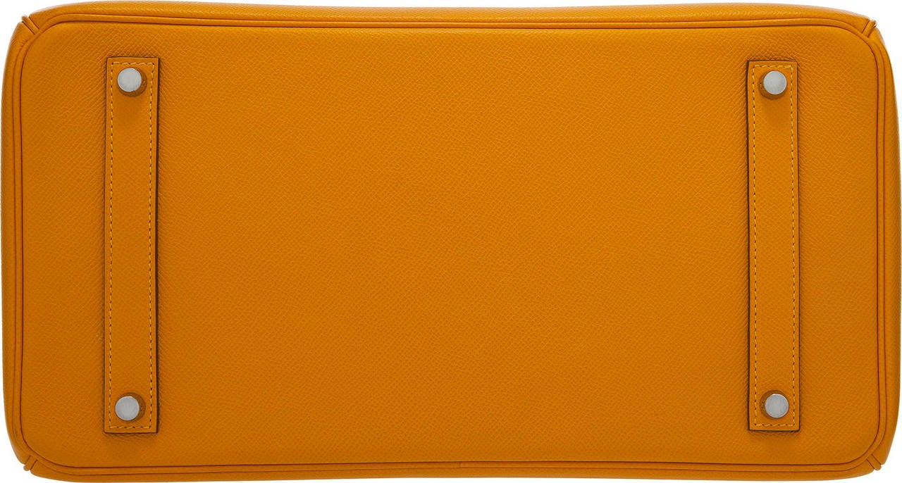 Hermes 35cm Jaune d' Or Epsom Leather Birkin Bag with Palladium Hardware For Sale 1