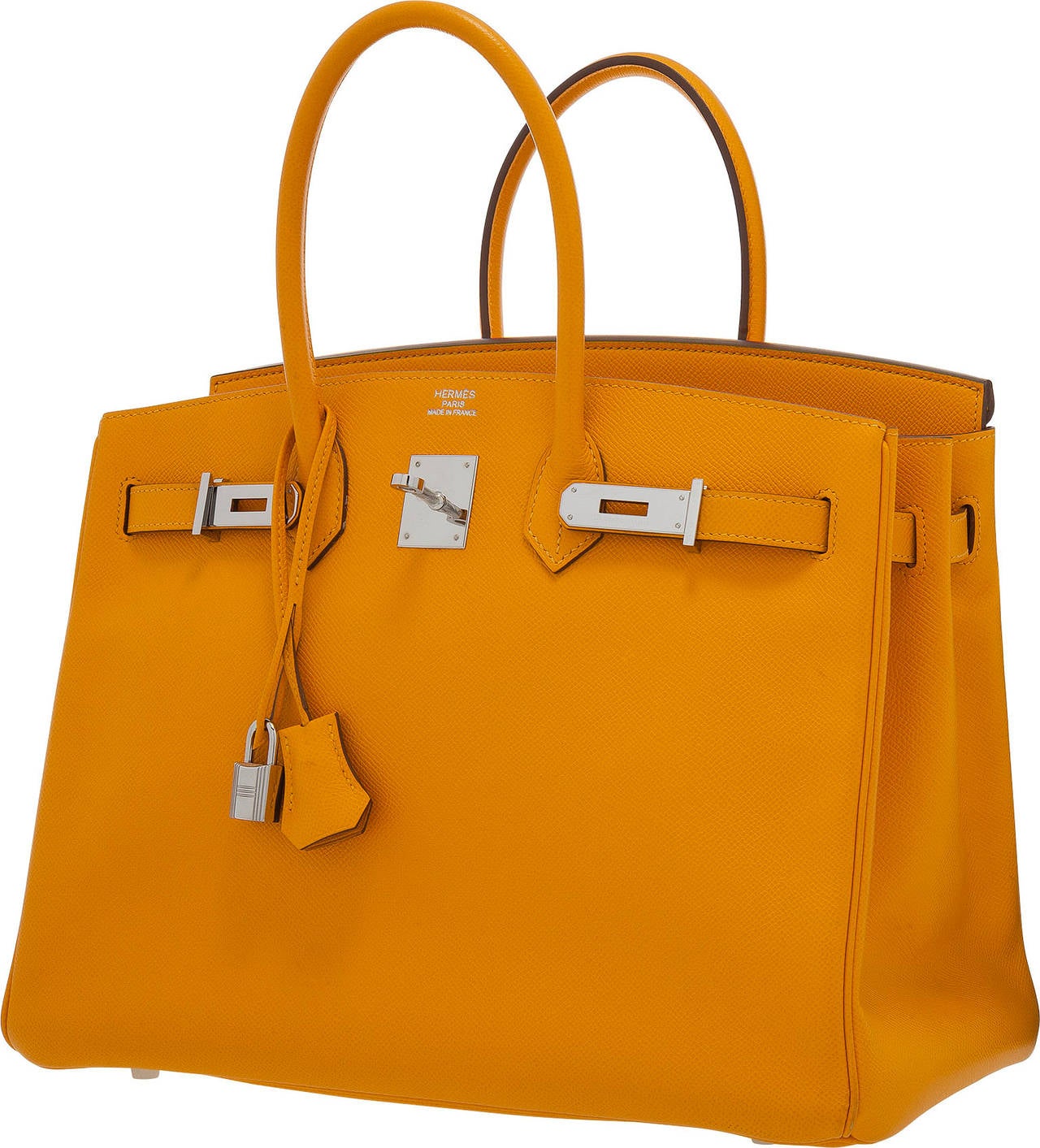 The Birkin has been a long standing icon of Hermes, due to their functionality and lasting value.  Hermes does bright and colorful colors so well, like this Jaune d'Or Birkin. This bag features Palladium Hardware, two rolled leather handles, a lock,